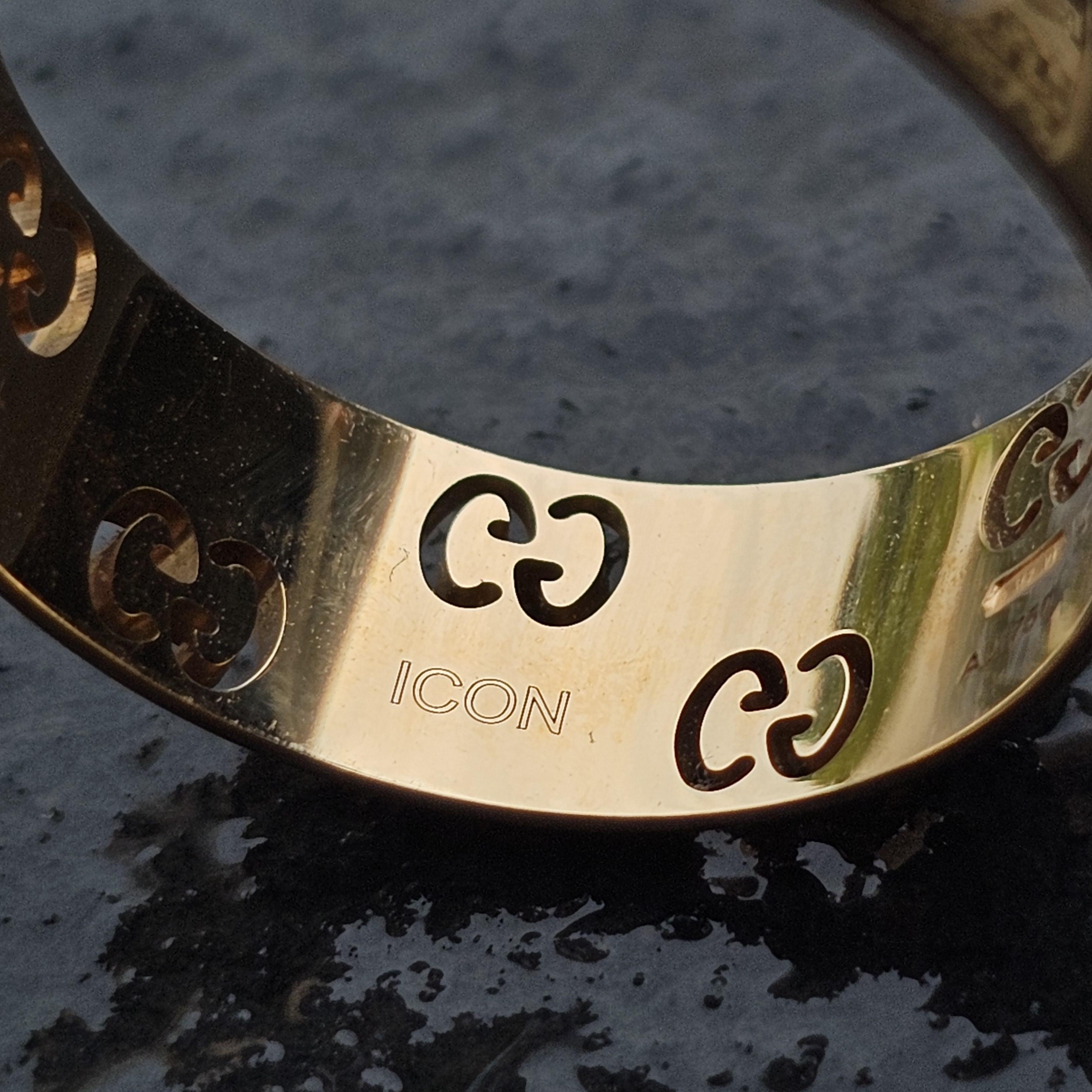 Gucci Icono Ancho 18k Oro Amarillo Mens GG Logo Anillo de Boda Caja sz 11.5 8.3g en venta 2