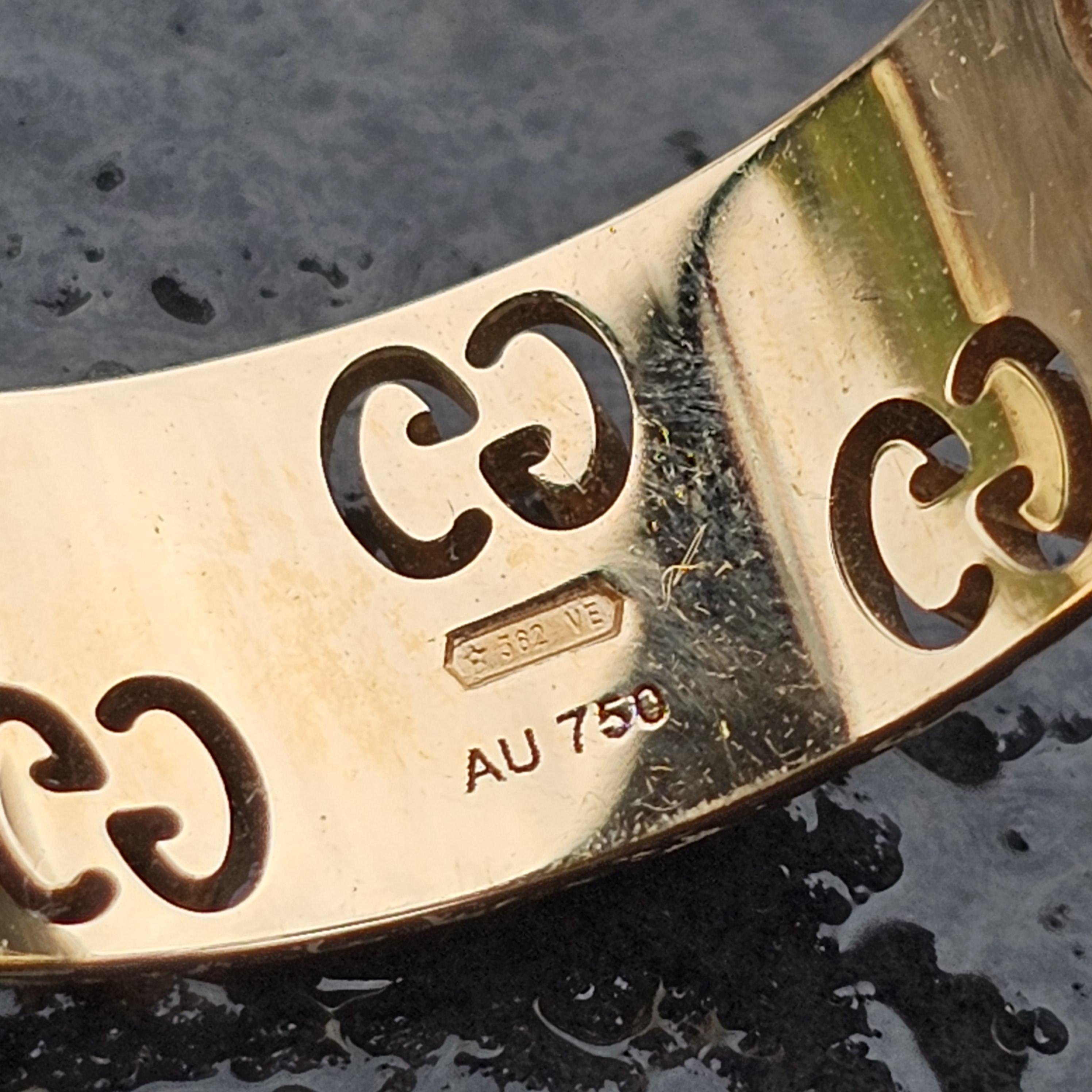 Gucci Icono Ancho 18k Oro Amarillo Mens GG Logo Anillo de Boda Caja sz 11.5 8.3g en venta 3