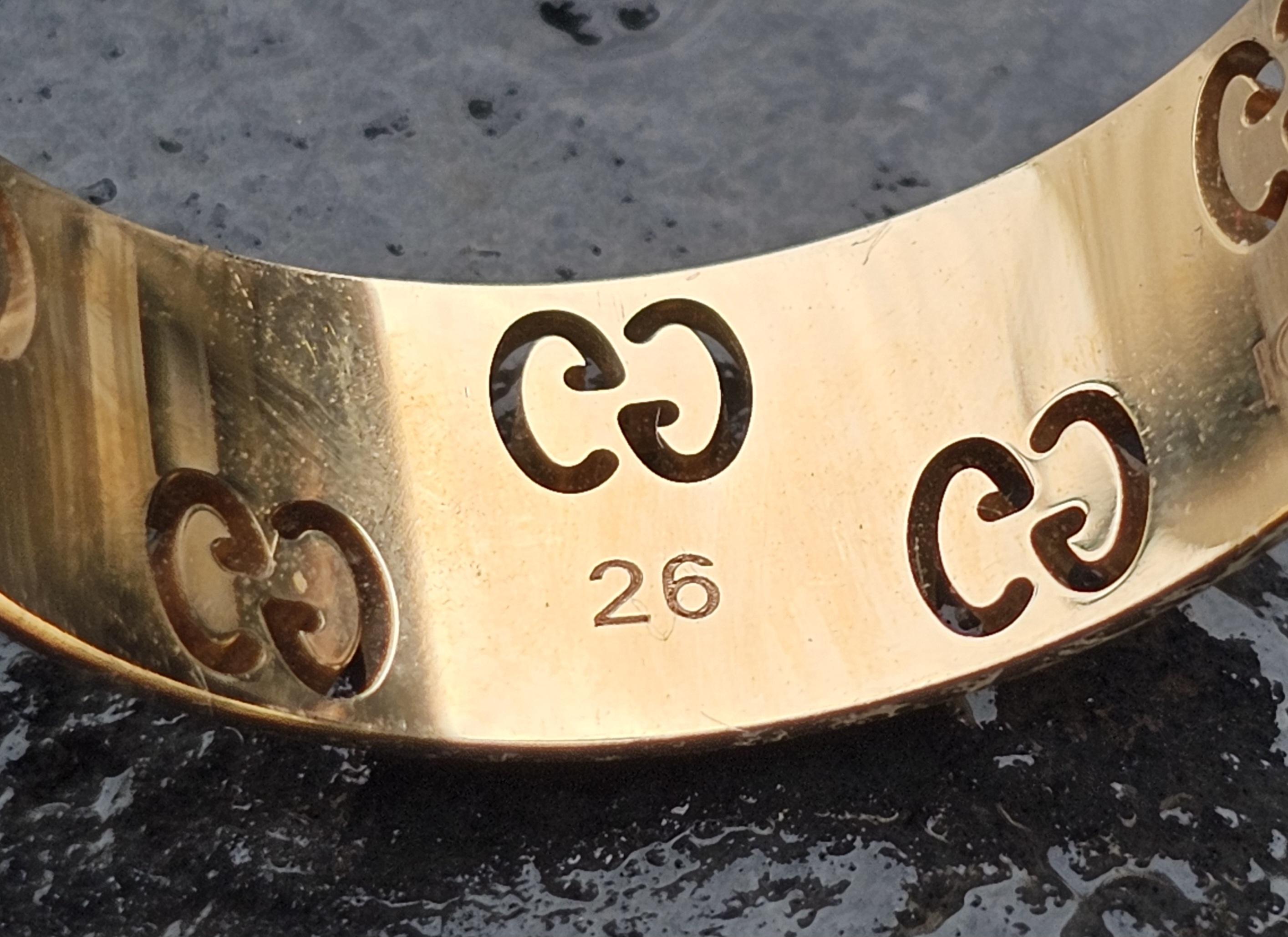 Gucci Icono Ancho 18k Oro Amarillo Mens GG Logo Anillo de Boda Caja sz 11.5 8.3g en venta 4