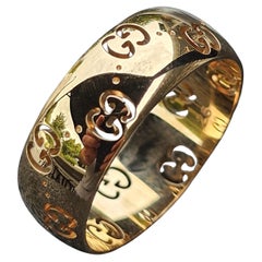 Gucci Icone larghe in oro giallo 18k Uomo GG Logo Wedding Band Box sz 11.5 8.3g