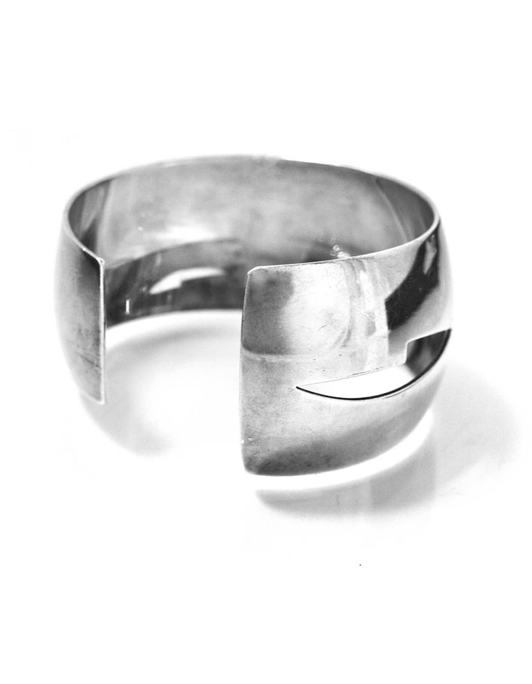 Gucci Wide Sterling Silver Cut Out Cuff Bracelet For Sale at 1stdibs