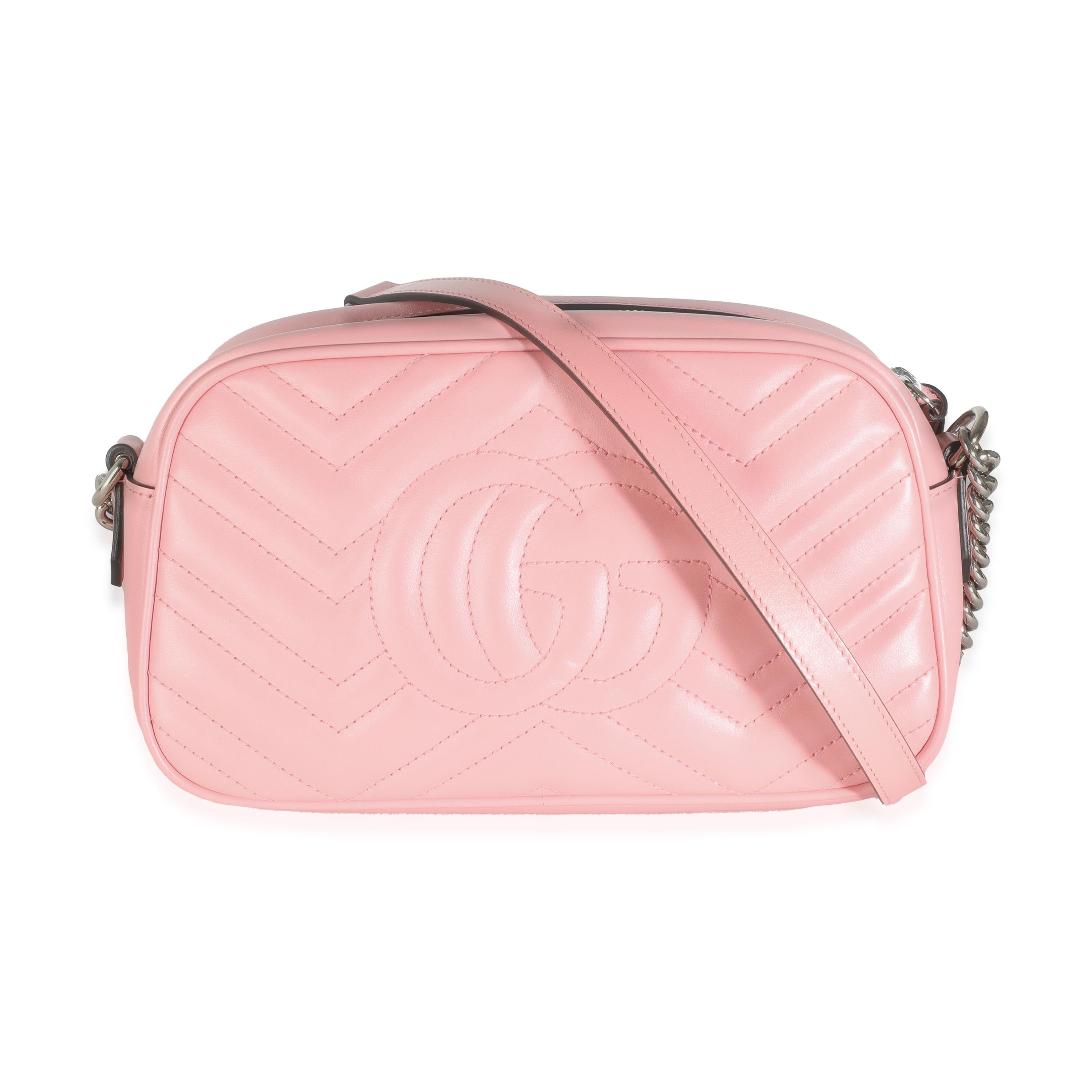Listing Title: Gucci Wild Rose Matelasse Calfskin Small GG Marmont Chain Bag
SKU: 143517
Condition: Pre-owned 
Condition Description: The Marmont edit from Gucci is an extension of the House's signature GG belt from the '70s. With a matelassé