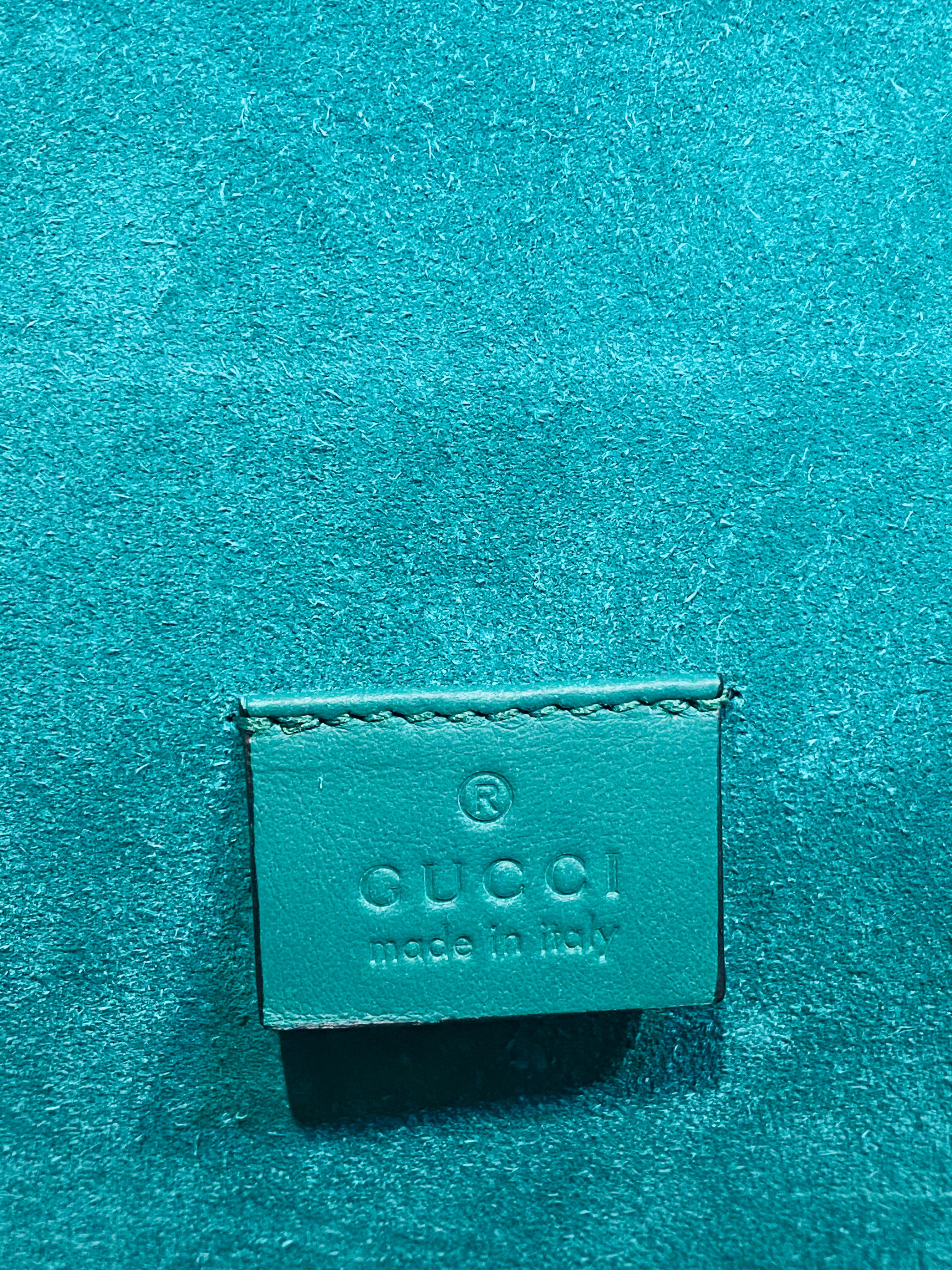 GUCCI Willow Hill Dionysus Beige GG Canvas Green Suede Embroidered Shoulder Bag 5