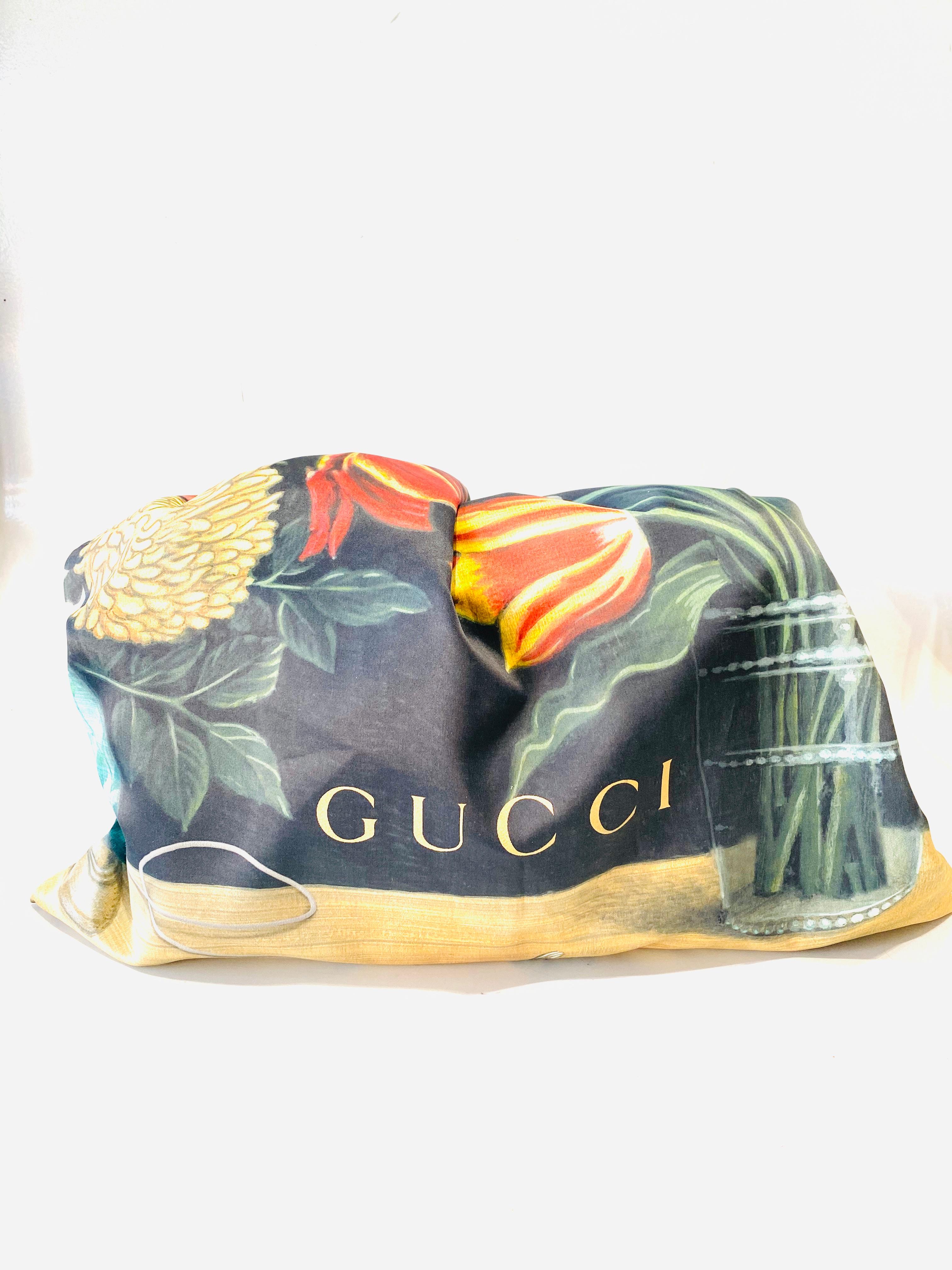 GUCCI Willow Hill Dionysus Beige GG Canvas Green Suede Embroidered Shoulder Bag 8