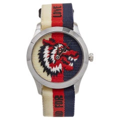 Gucci Wolf Motif Stainless Steel Nylon G-Timeless YA1264059 Men's Wristwatch 38 