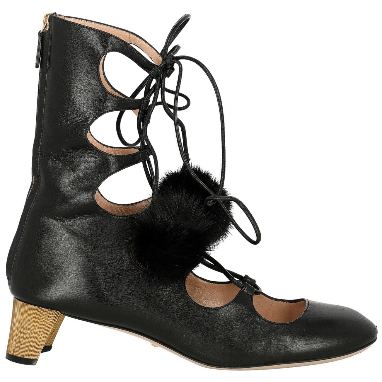 Gucci Woman Ankle boots Black Leather IT 39.5 For Sale