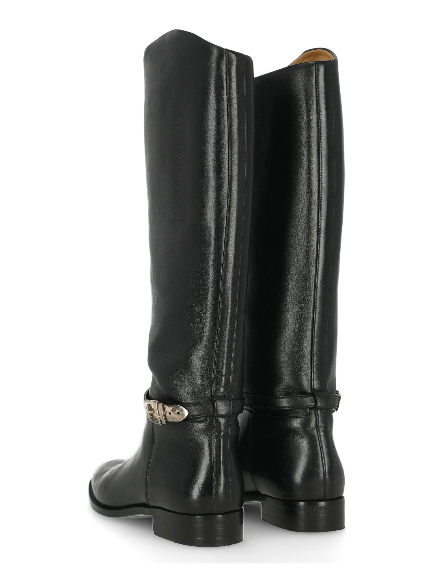 Women's Gucci Woman Boots Black Leather IT 38.5 For Sale