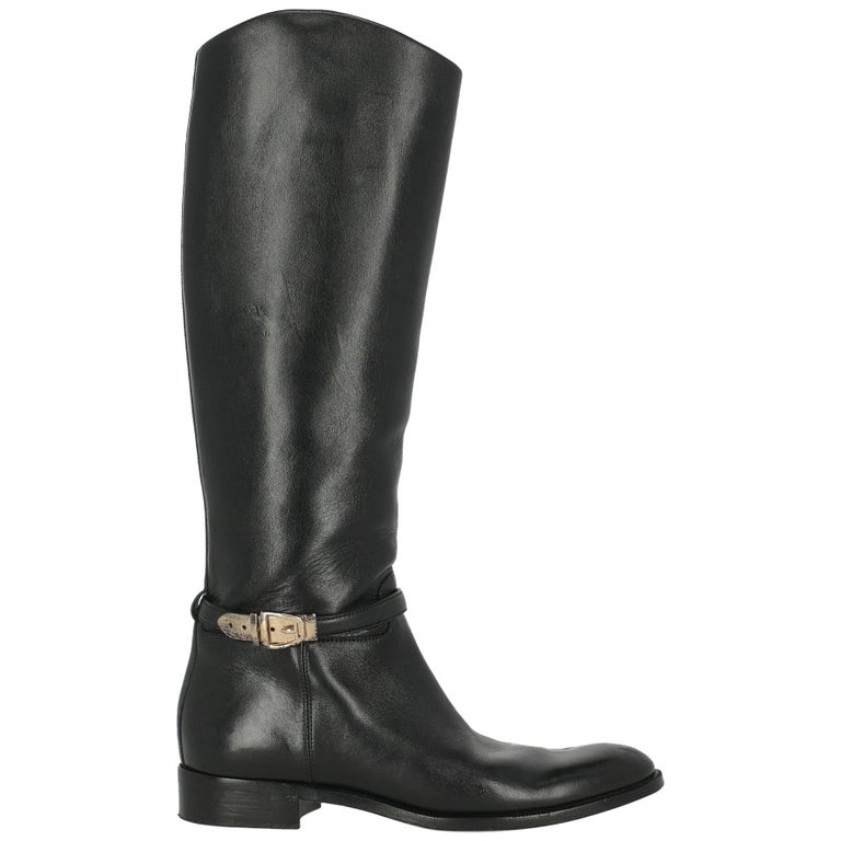 Gucci Woman Boots Black Leather IT 38.5 For Sale at 1stDibs