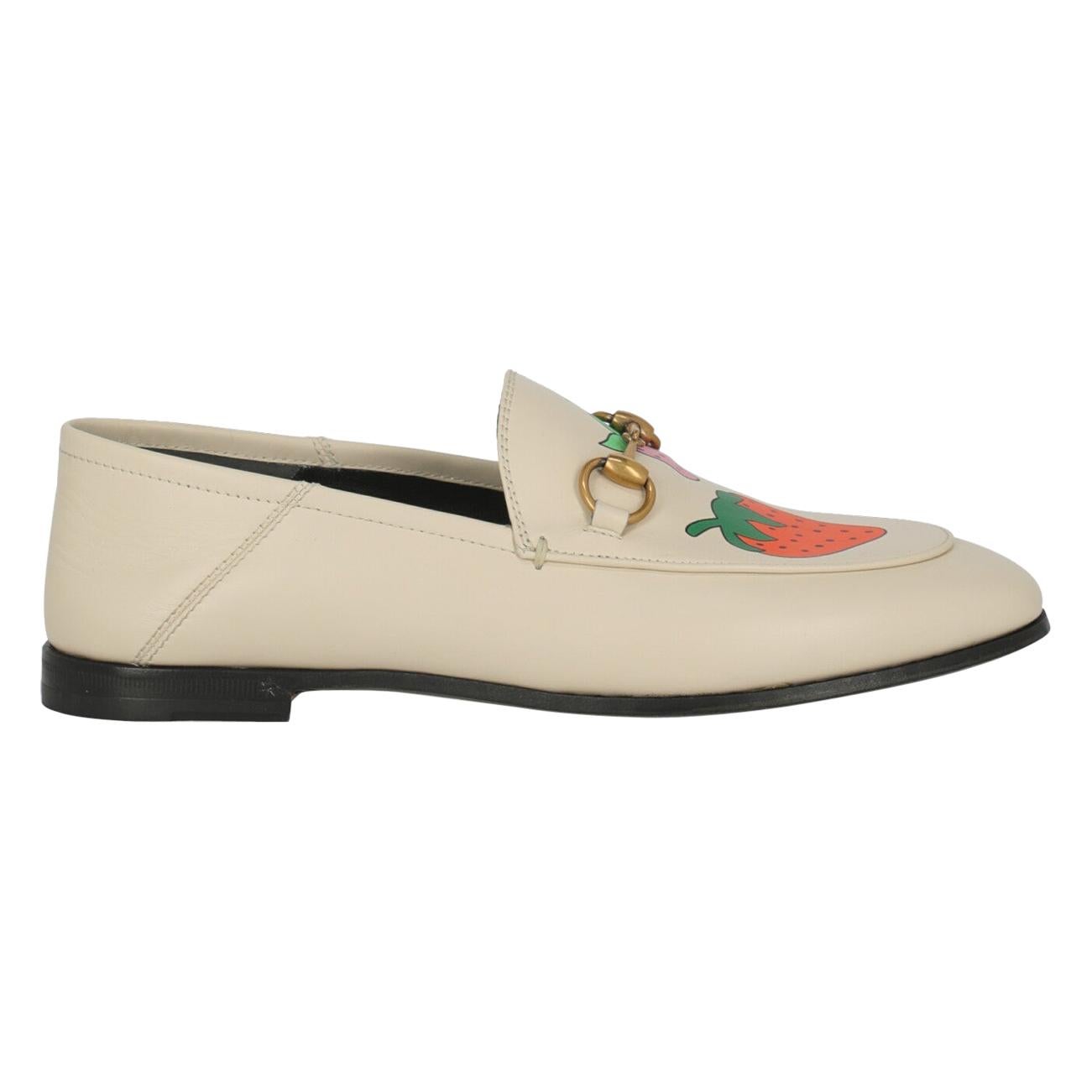 Gucci Woman Loafers Ecru Leather IT 35.5 For Sale