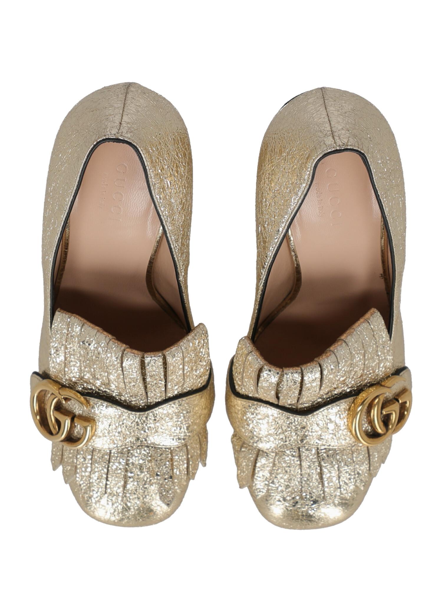 Gucci Woman Pumps Gold Leather IT 37 For Sale 1