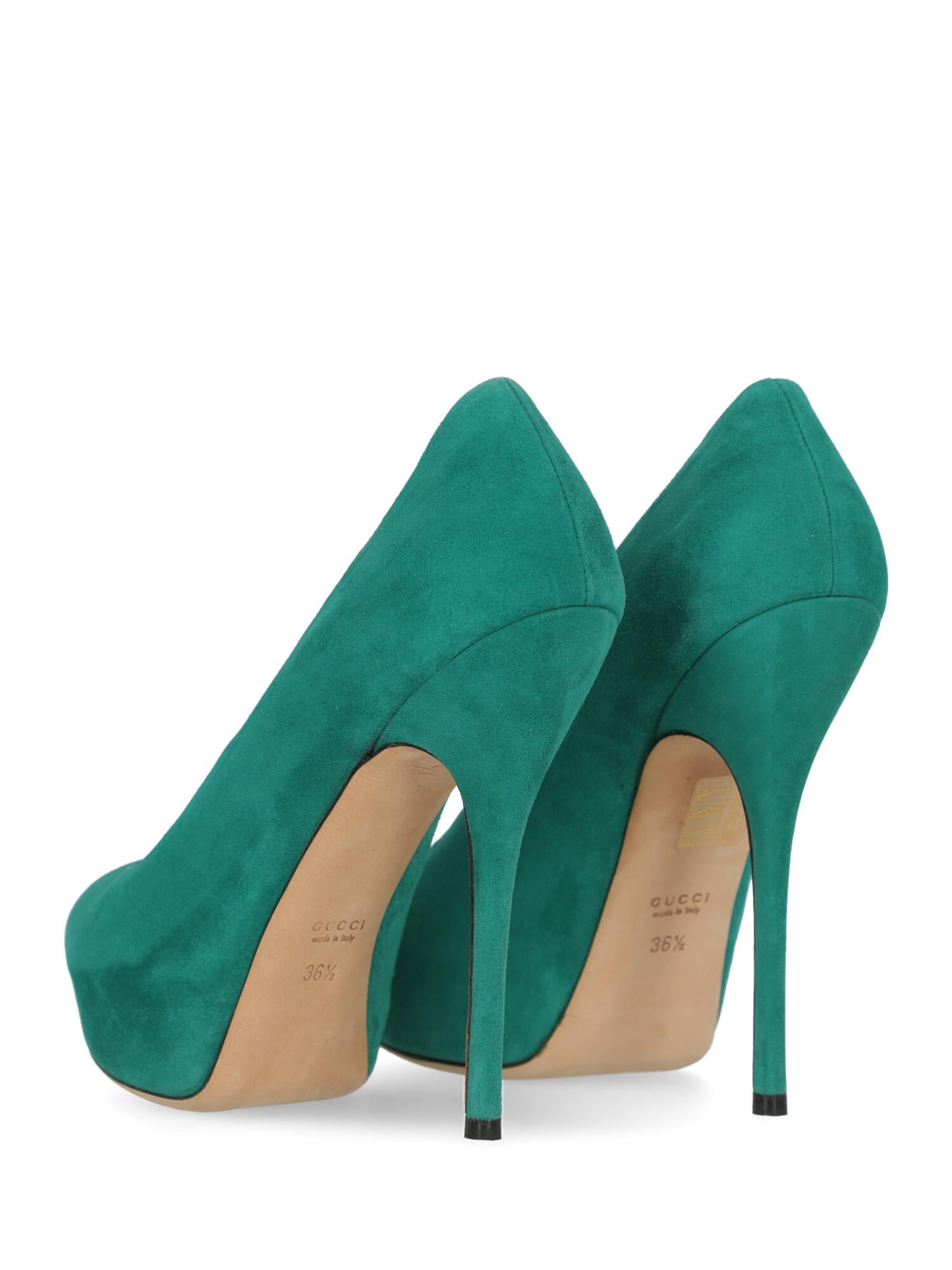 Women's Gucci Woman Pumps Green Leather IT 36.5 For Sale