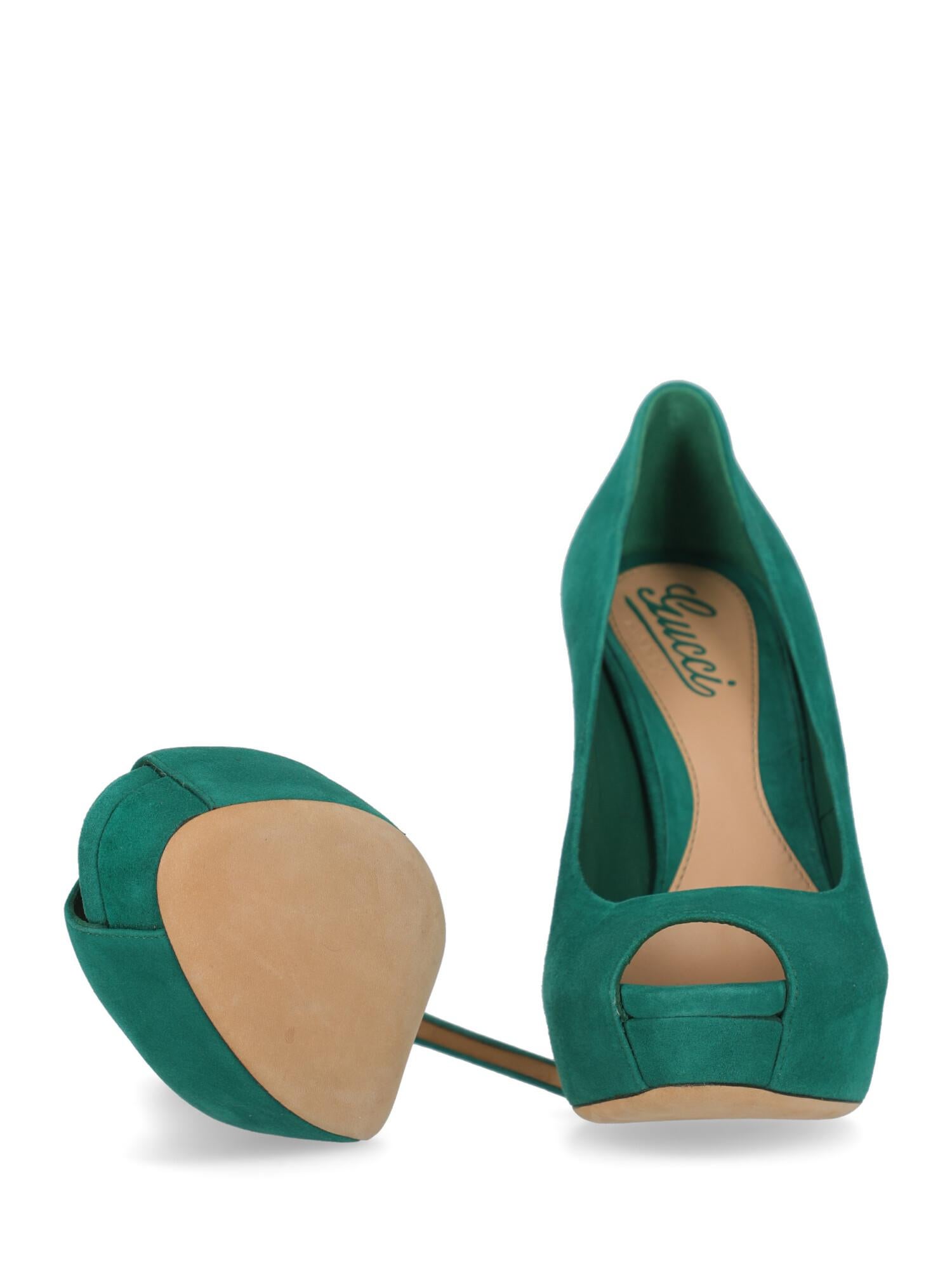 Gucci Woman Pumps Green Leather IT 36.5 For Sale 1