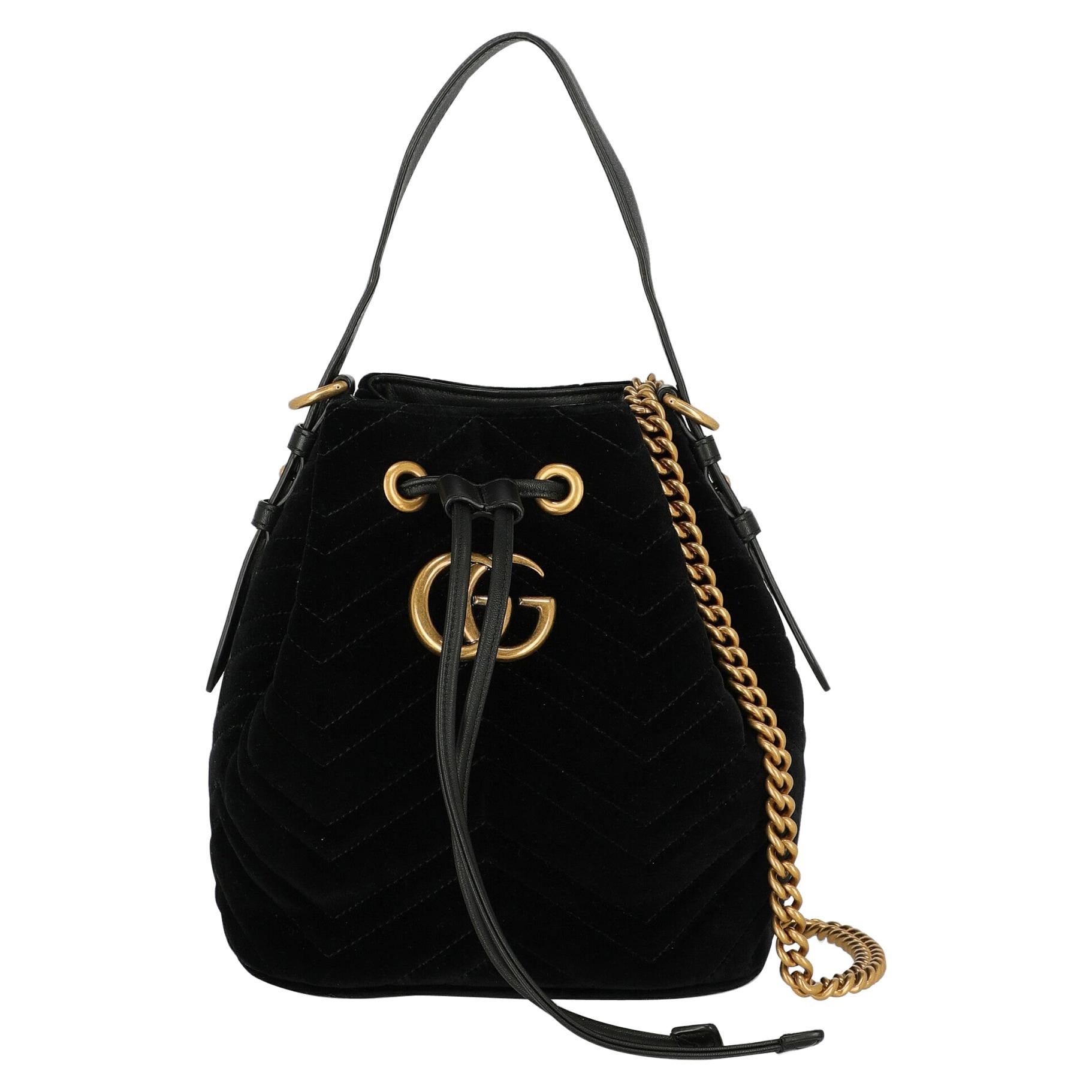 Gucci Woman Shoulder bag Marmont Black Fabric For Sale