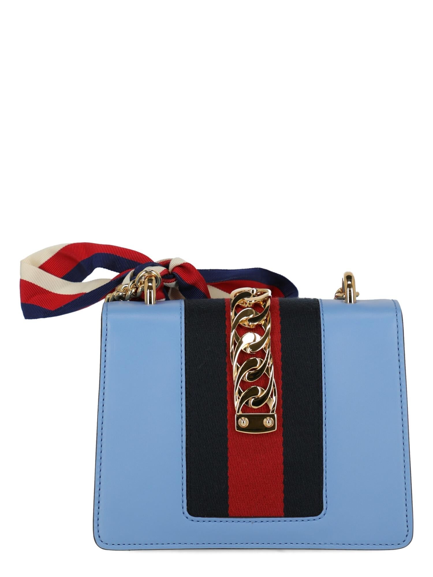 Gucci Woman Shoulder bag Sylvie Blue Leather In Excellent Condition For Sale In Milan, IT