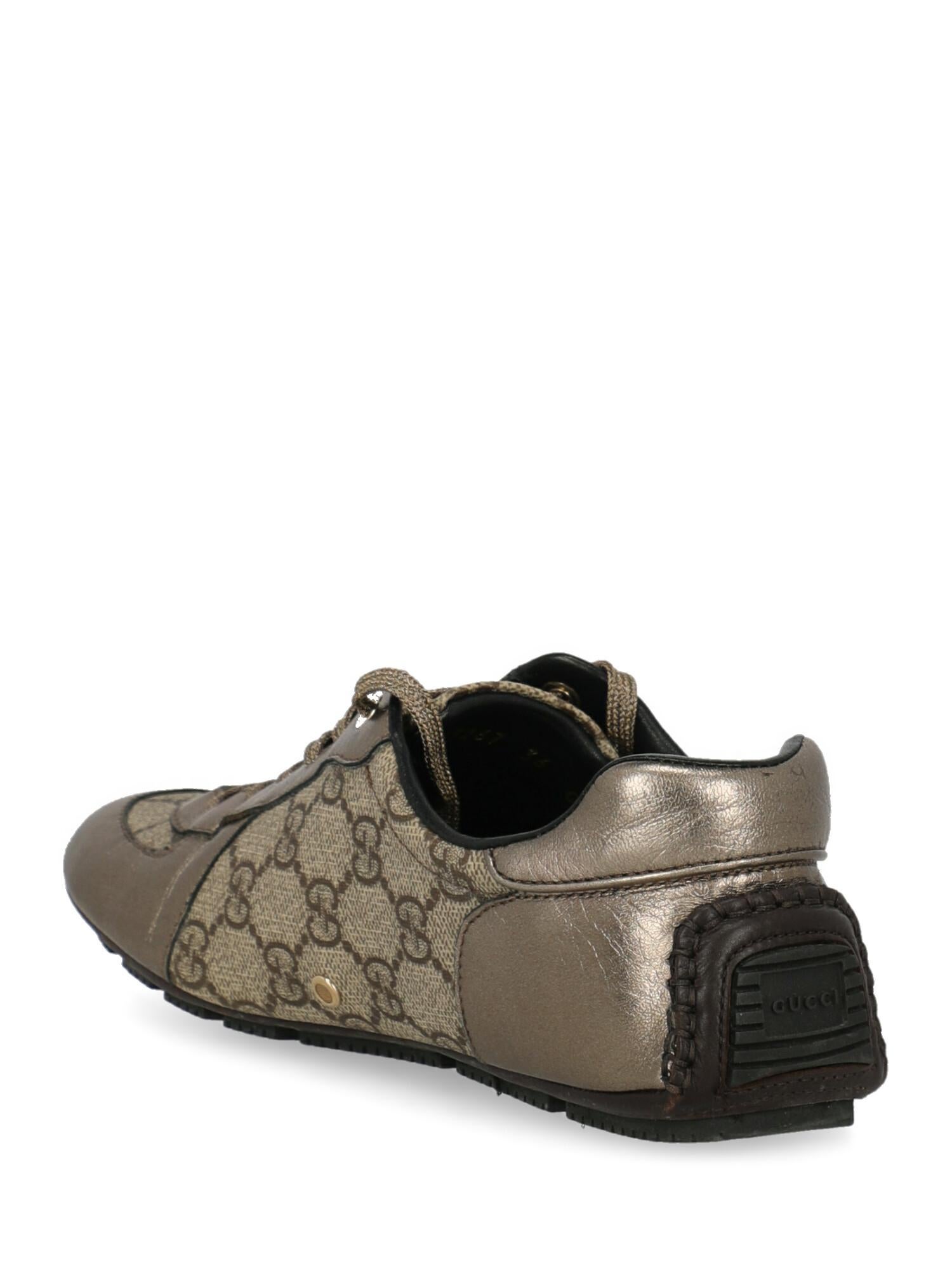 Women's Gucci Woman Sneakers Beige Leather, Synthetic Fibers IT 36 For Sale