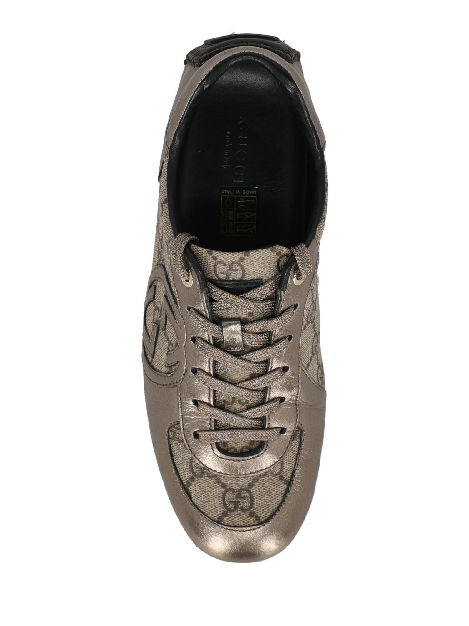 Gucci Woman Sneakers Beige Leather, Synthetic Fibers IT 36 For Sale 2