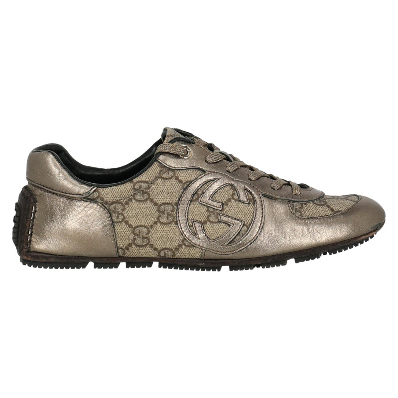 Gucci Woman Sneakers Beige Leather, Synthetic Fibers IT 36 For Sale