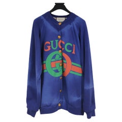 Gucci Women Cardigan Small Blue Cotton Silk Tie Dye Reversible Logo Sweater Gucci Women Cardigan Small Blue Cotton Silk Tie Dye Reversible Logo Sweater