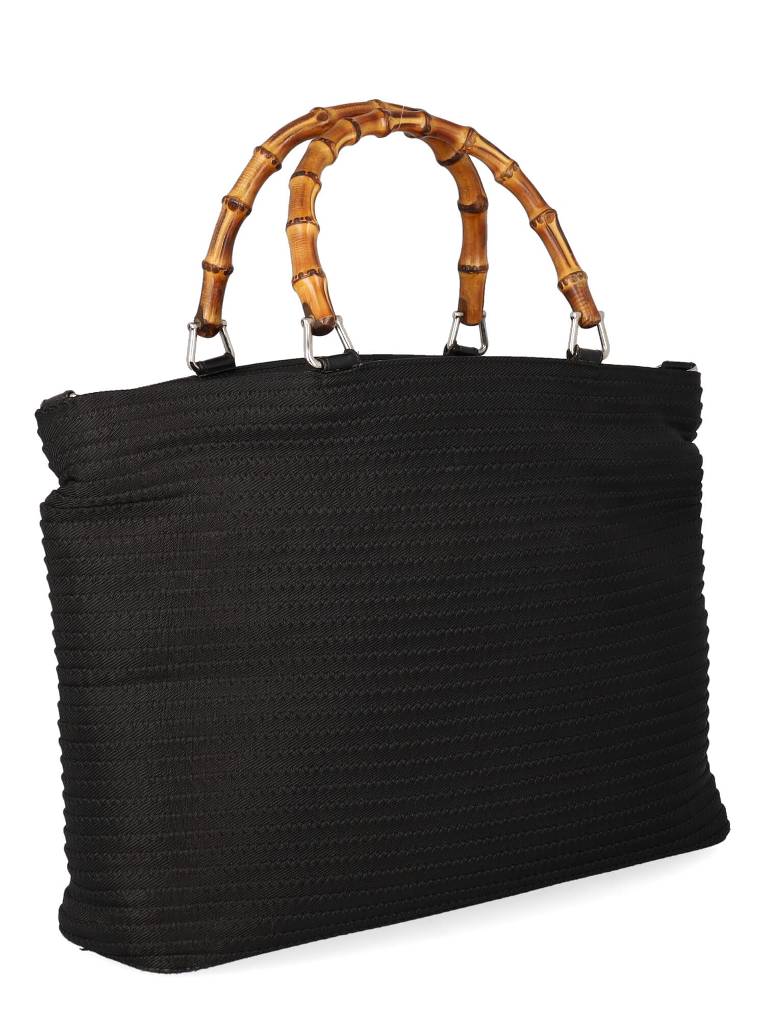 black fabric handbags