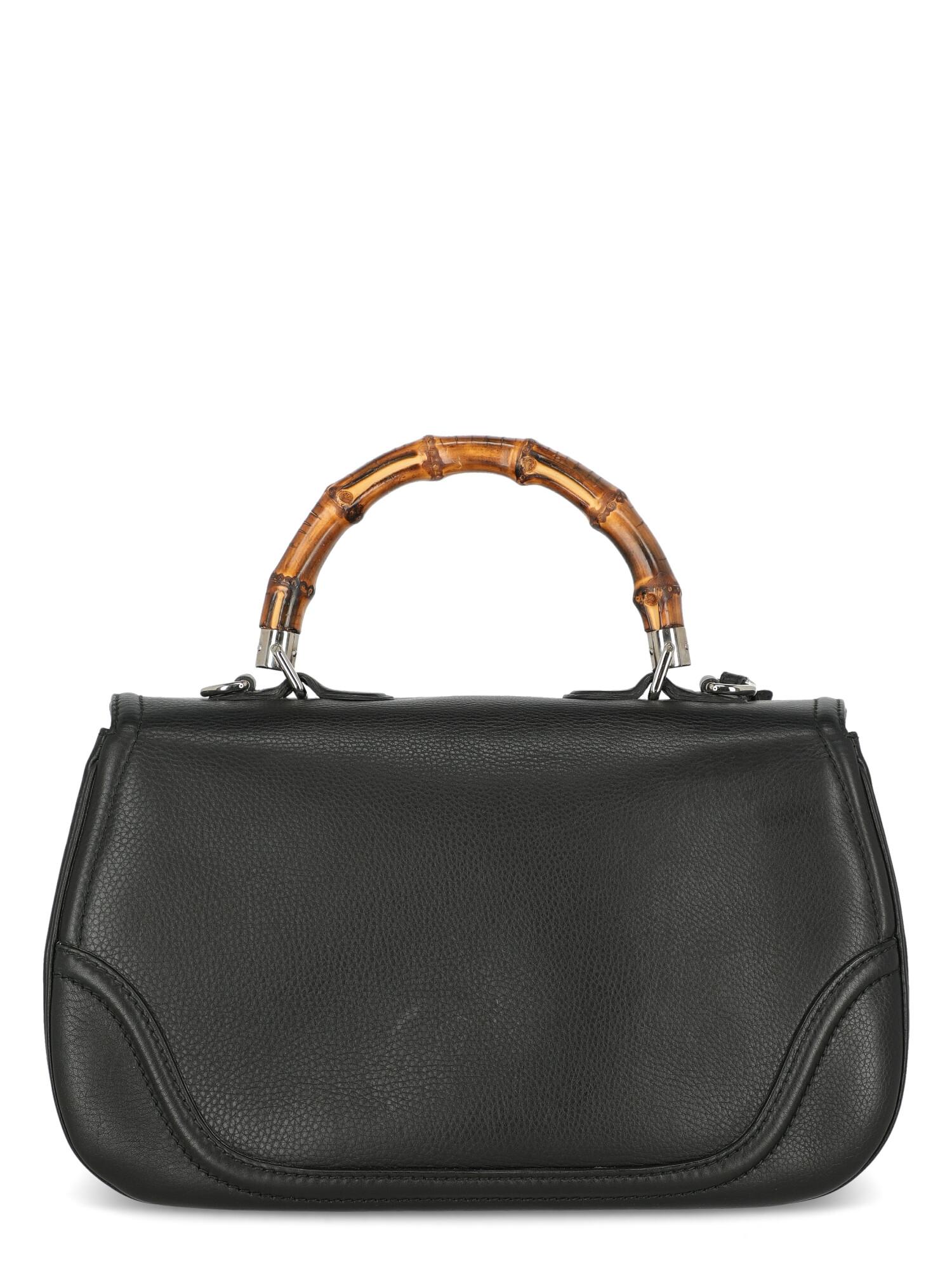 Women's Gucci  Women   Handbags Bamboo Black Leather  For Sale