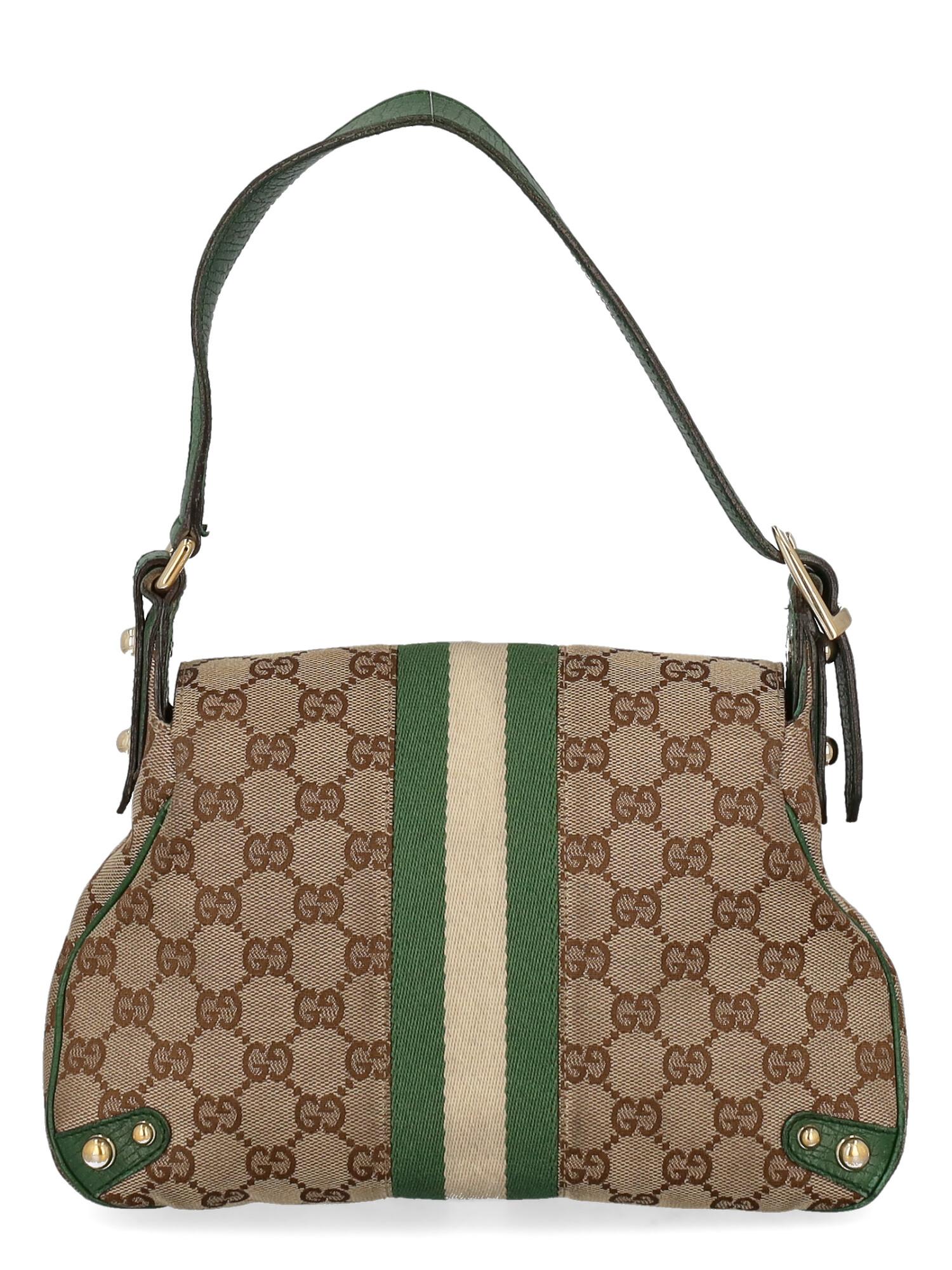 Gucci Women Handbags Brown, Green Synthetic Fibers  In Good Condition For Sale In Milan, IT