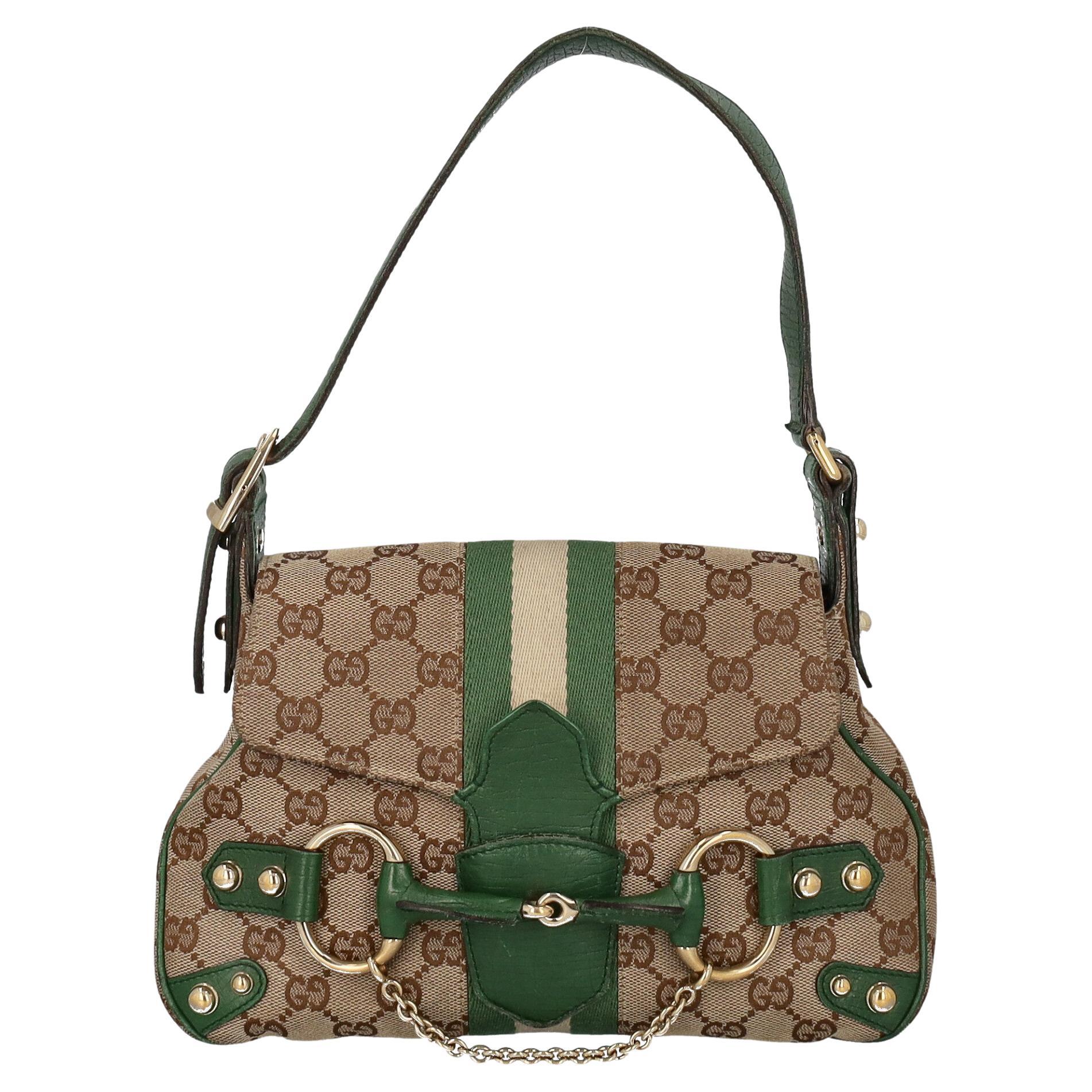 Gucci Women Handbags Brown, Green Synthetic Fibers  For Sale