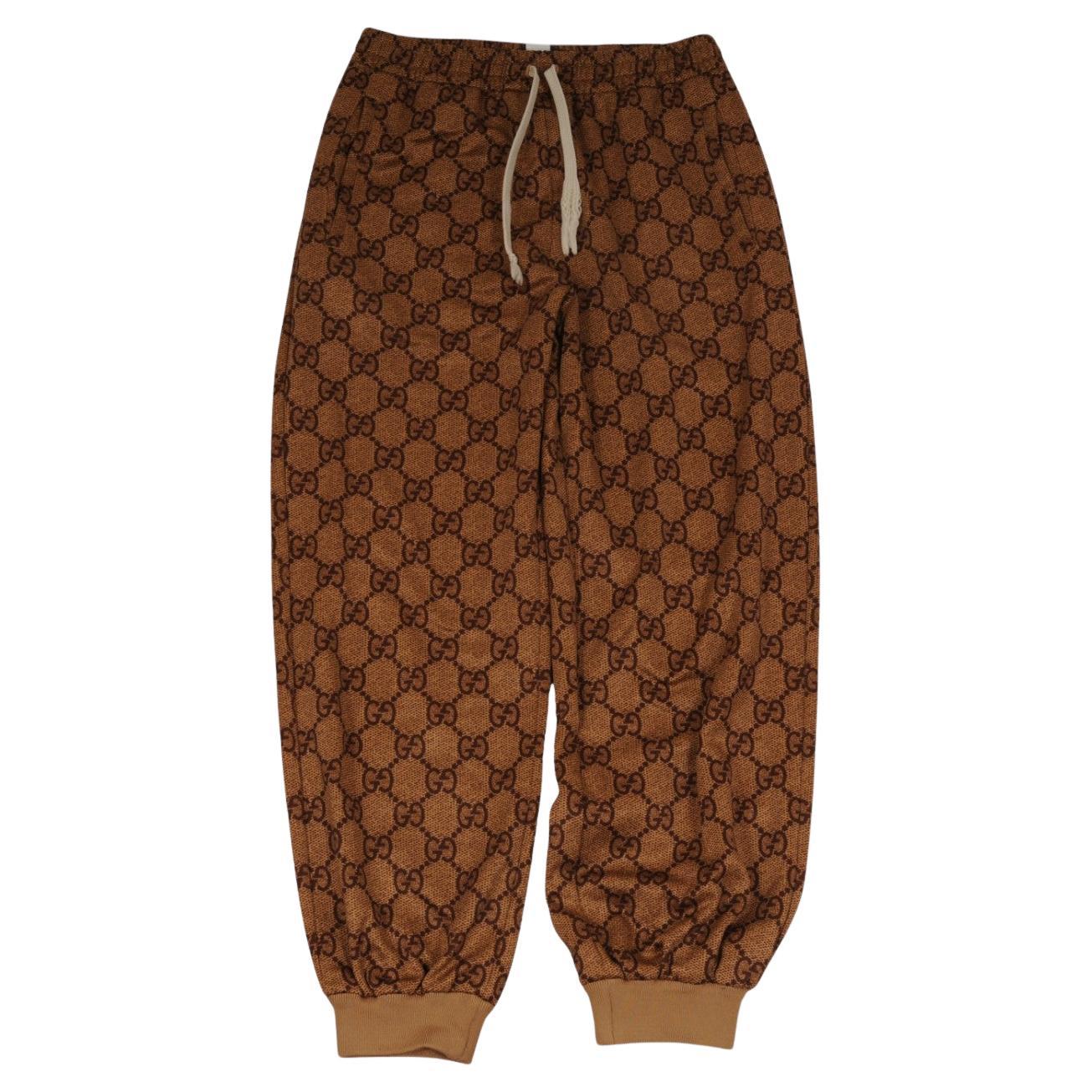 Gucci Mujer Entrelazado G Joggers Talla Pequeña Marrón Algodón GG Supreme Trackpants en venta
