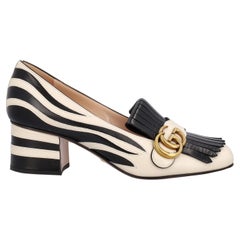 Gucci Damen Loafers Schwarzes, weißes Leder EU 38