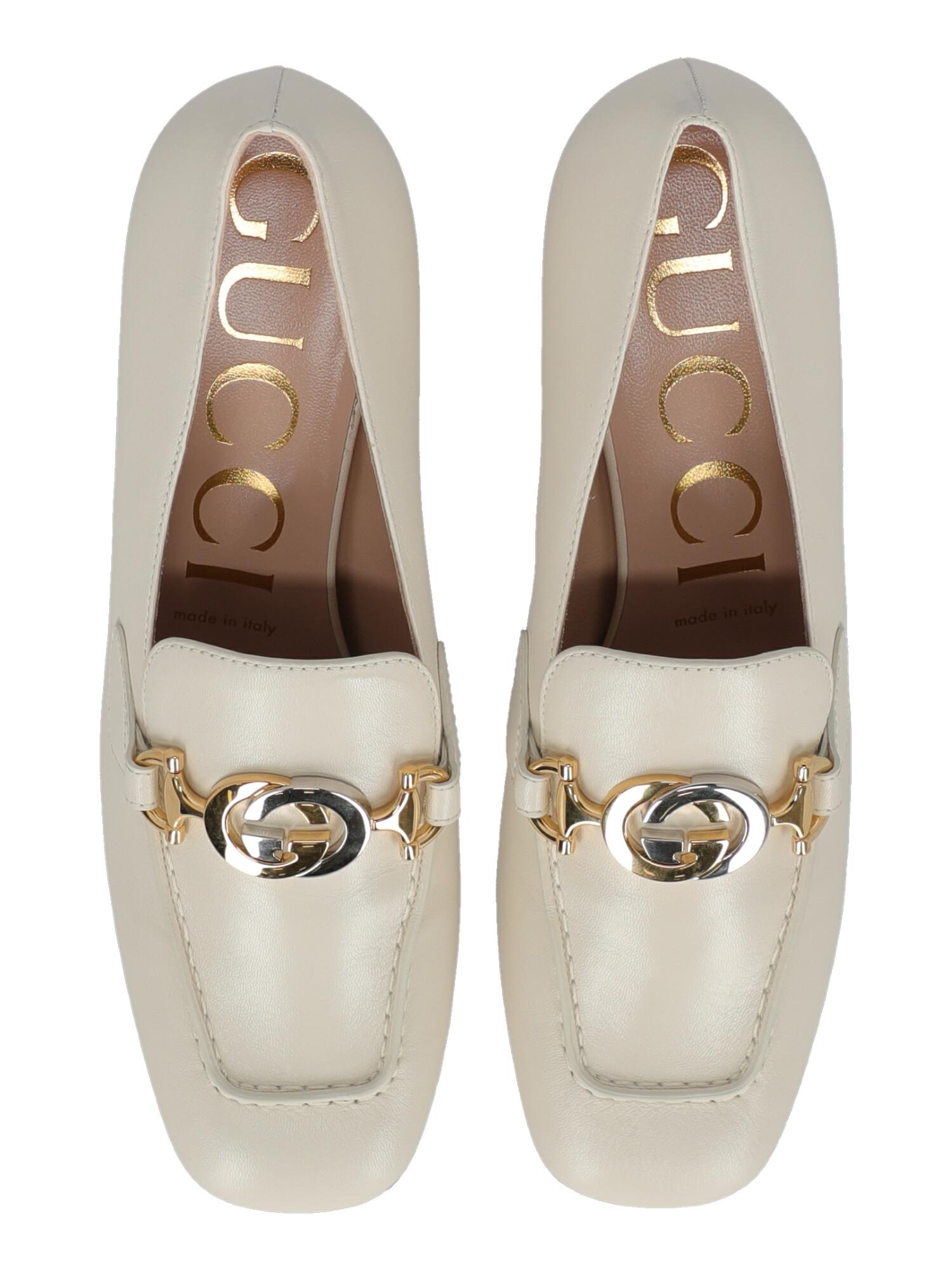 Gucci  Women   Loafers  White Leather EU 38 For Sale 1