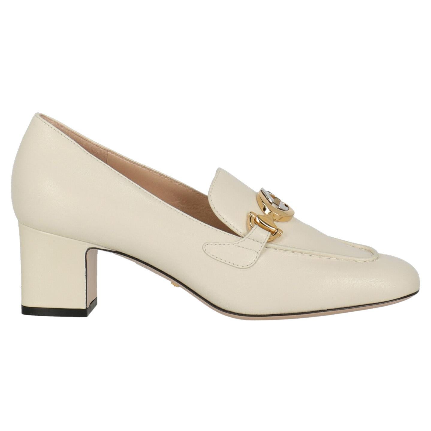 Gucci  Women   Loafers  White Leather EU 38 For Sale