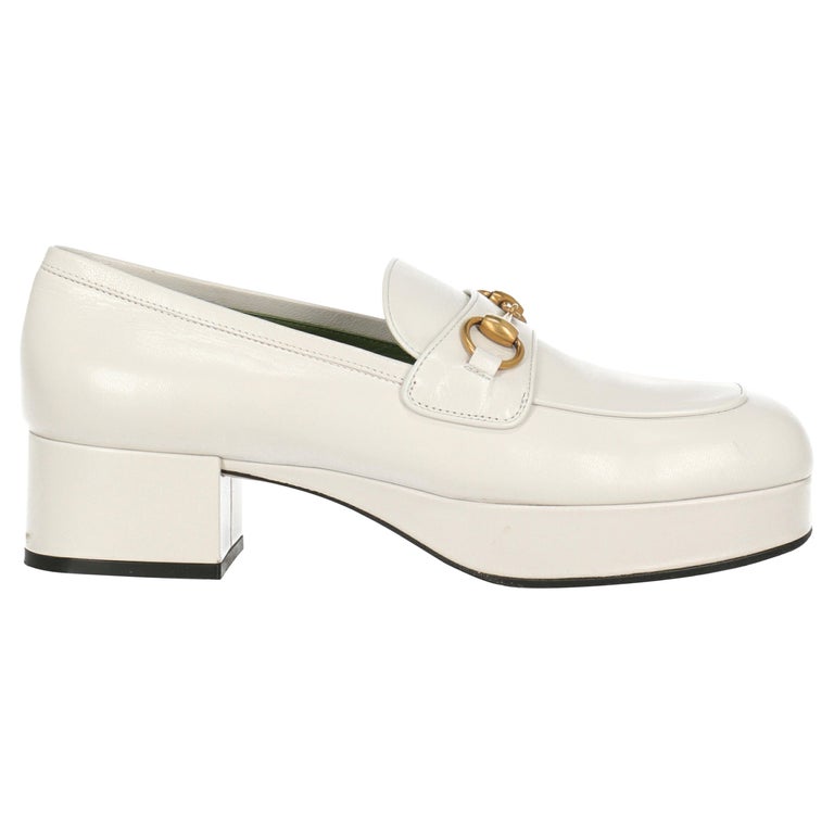 Gucci Women Loafers White Leather IT 40 For Sale at 1stDibs