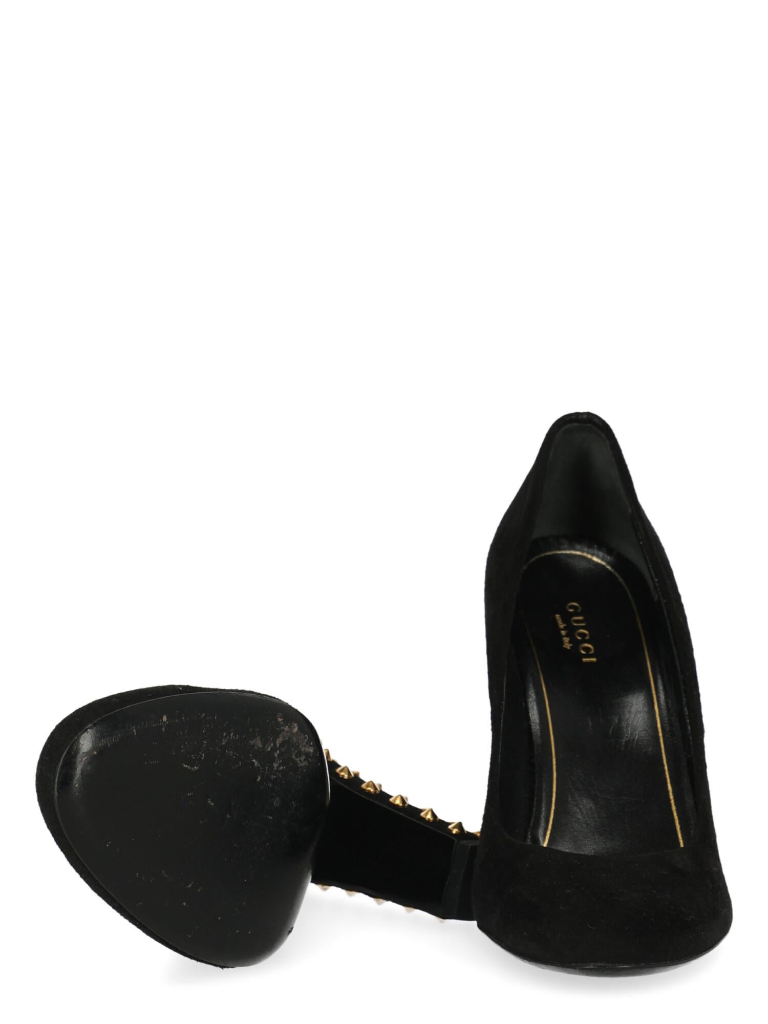 Gucci Women Pumps Black, Gold Leather EU 37.5 In Good Condition For Sale In Milan, IT