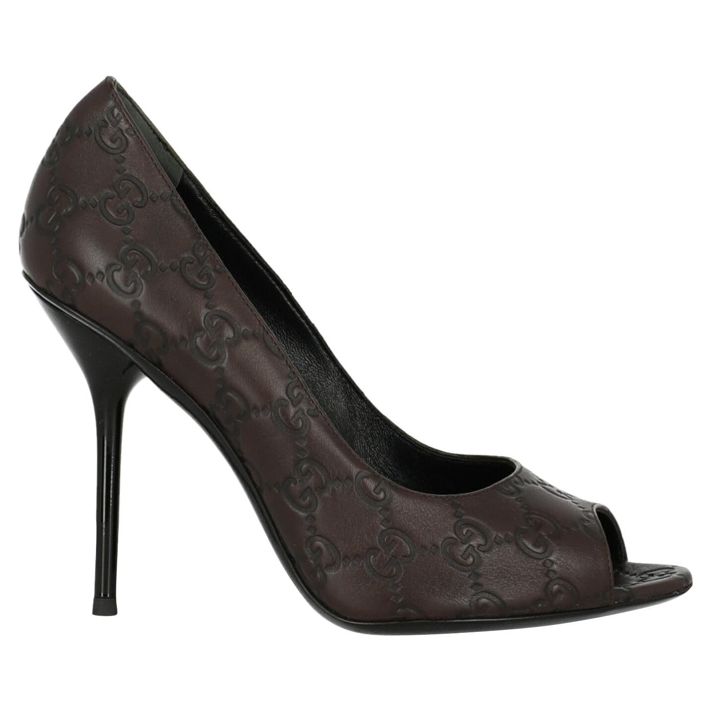 Gucci  Women   Pumps  Brown Leather EU 38 For Sale