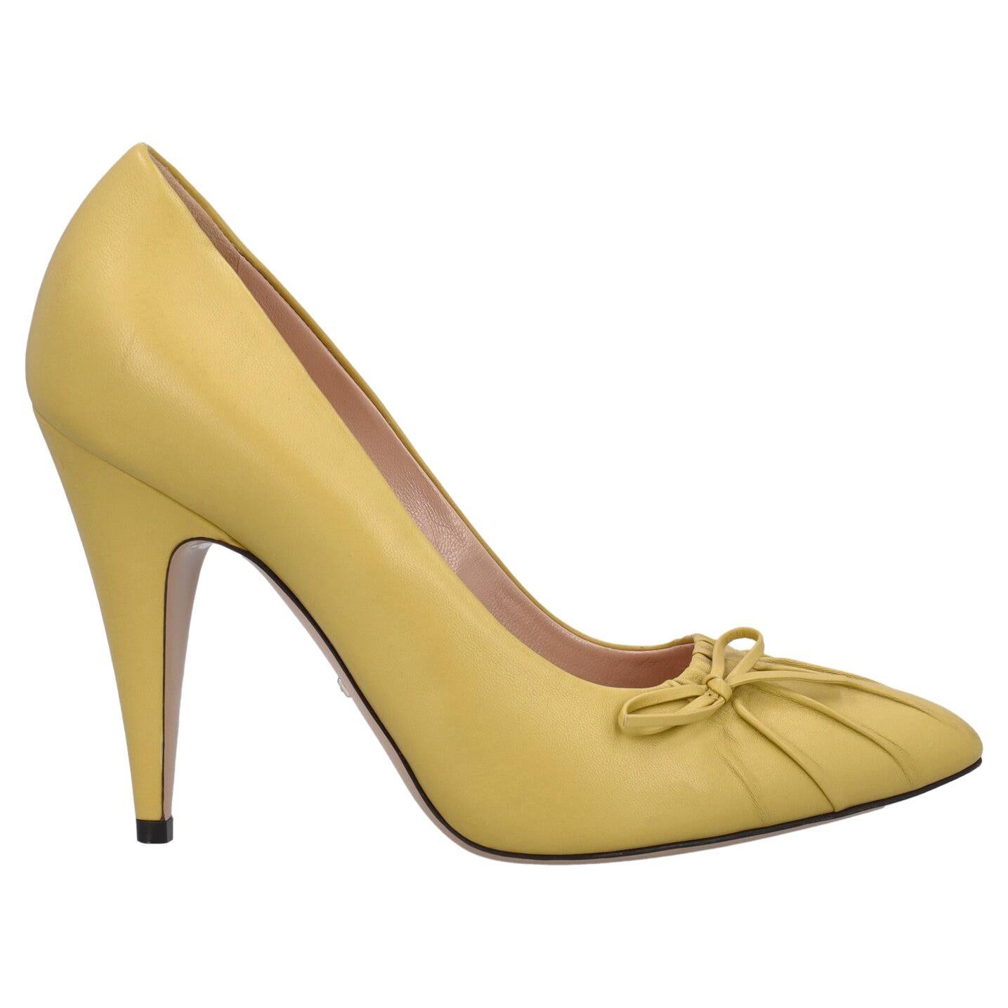 Gucci Women Pumps Yellow Leather EU 39 For Sale