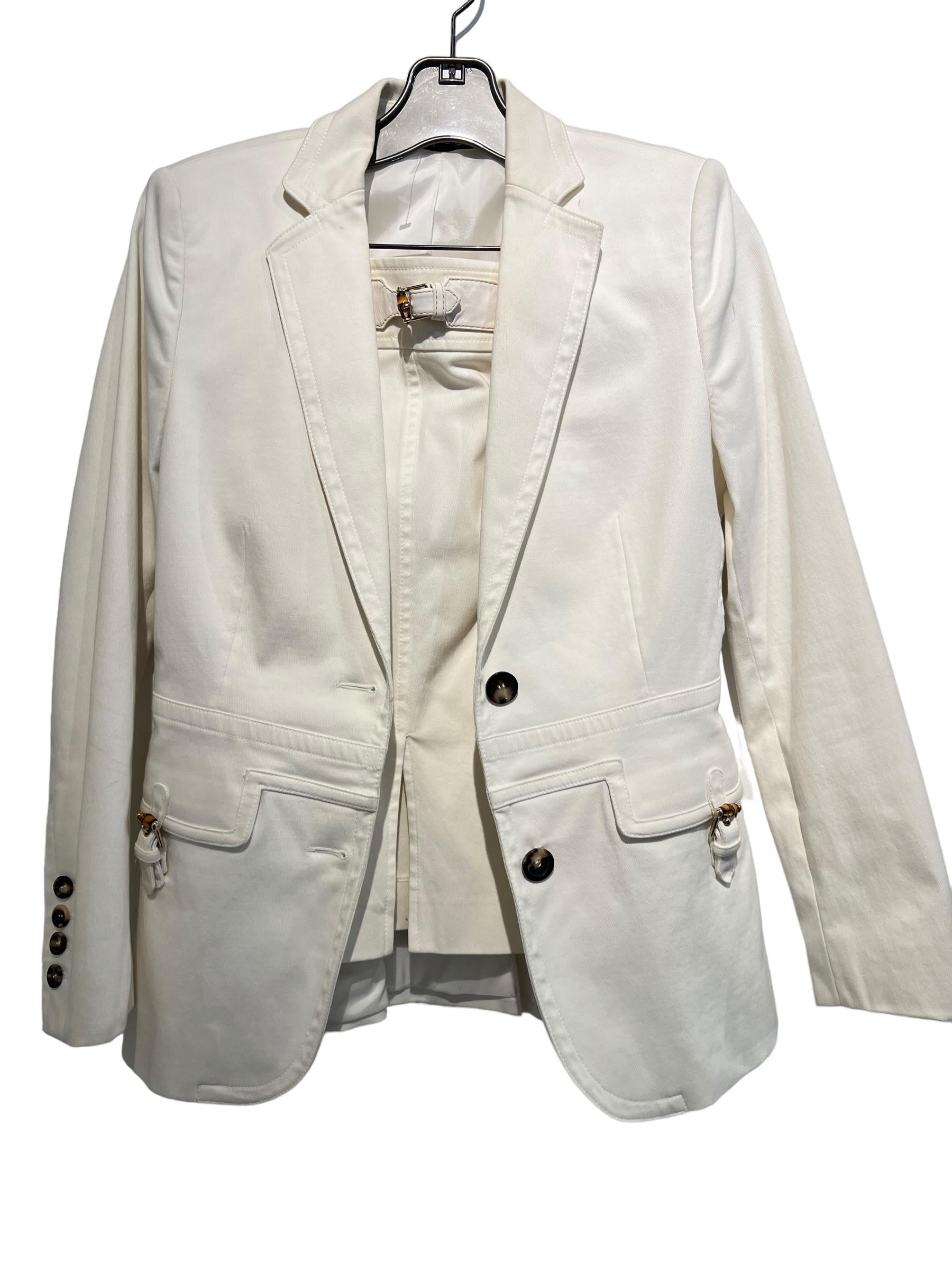 Gucci Women´s Denim Fabric Skirt Suit In Good Condition In Bridgehampton, NY