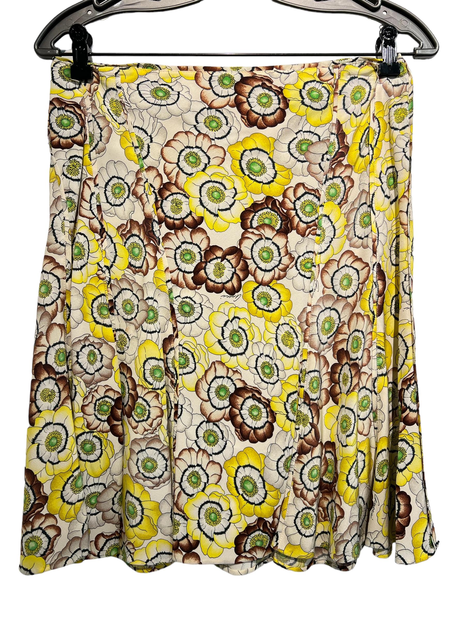 Beige Gucci Women´s Multi Floral Skirt Size 42