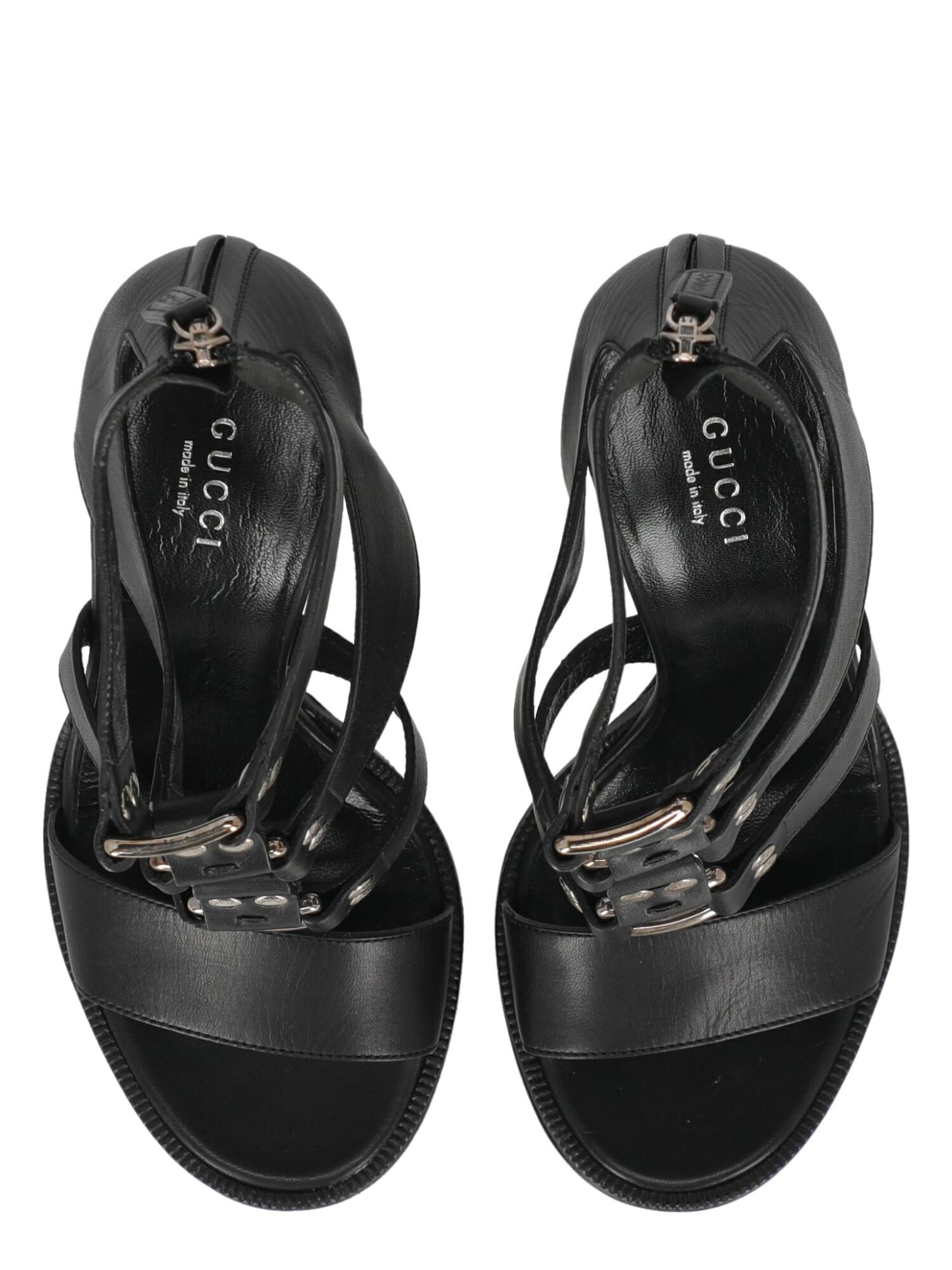 Gucci Women  Sandals Black Leather IT 36 For Sale 2