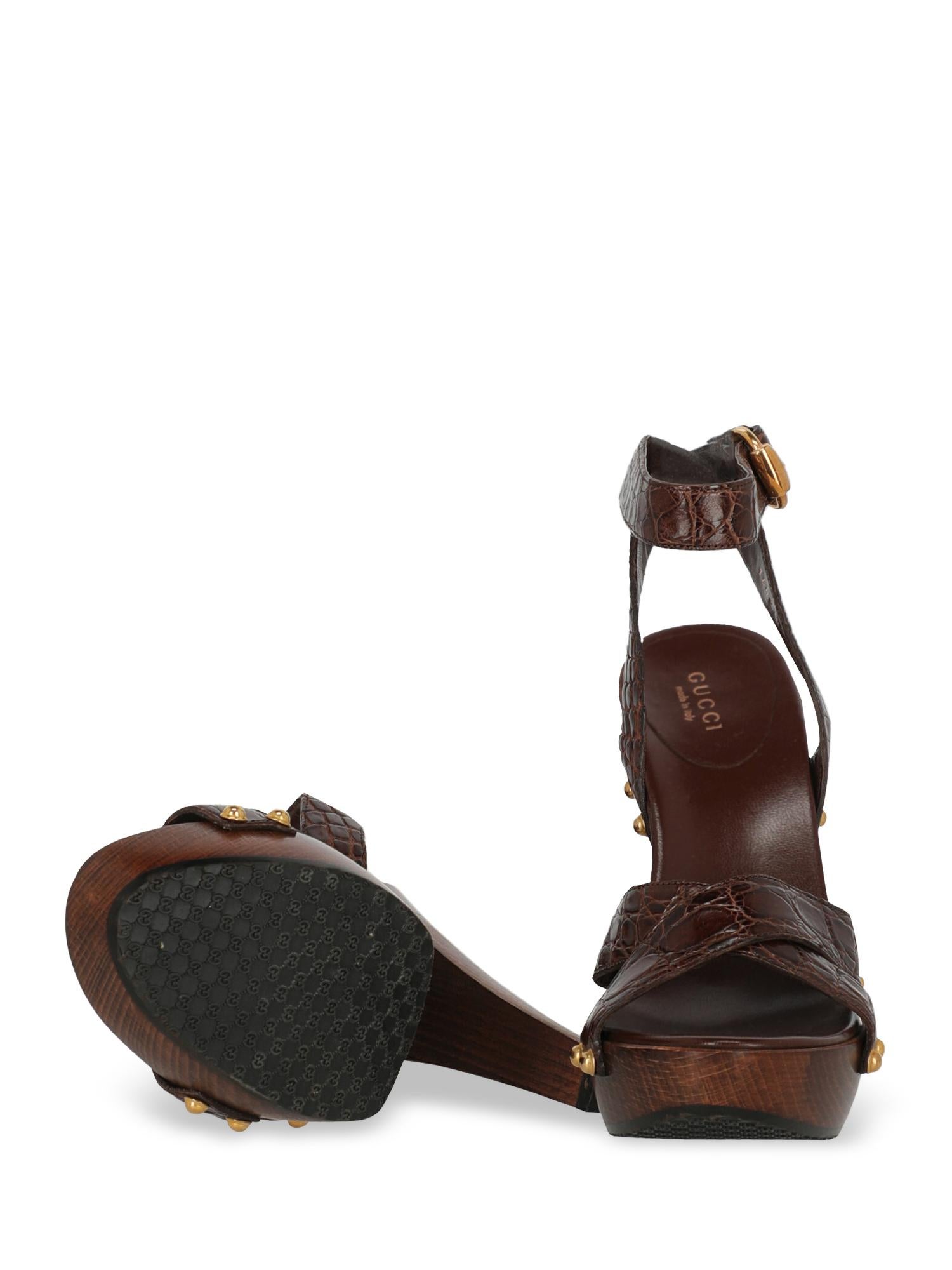Women's Gucci Women Sandals Brown Leather EU 38 For Sale