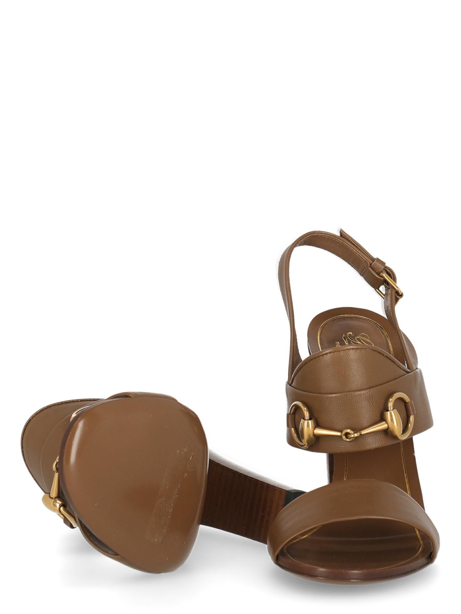 Gucci Women  Sandals Brown Leather IT 36 For Sale 1