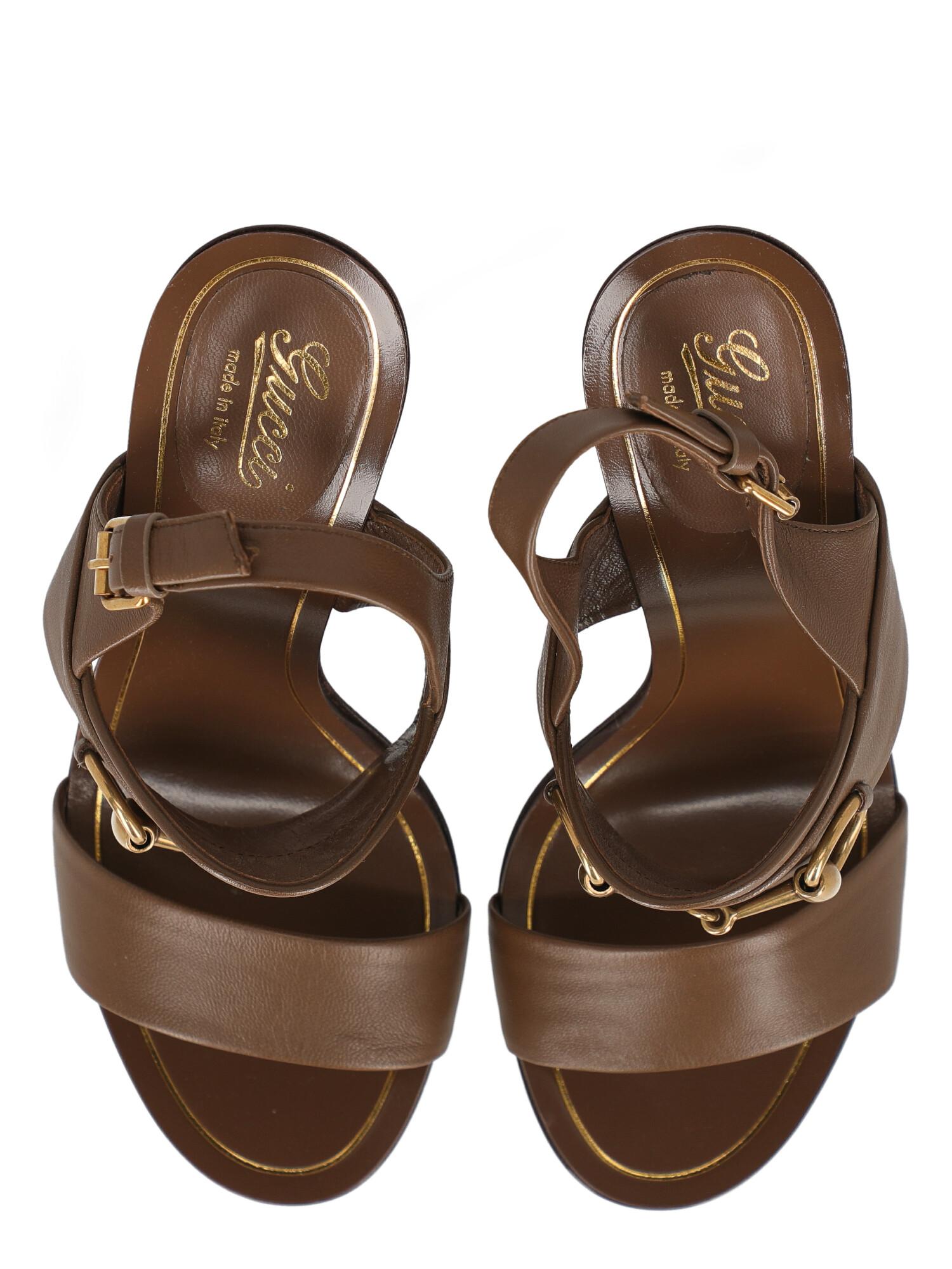 Gucci Women  Sandals Brown Leather IT 36 For Sale 2