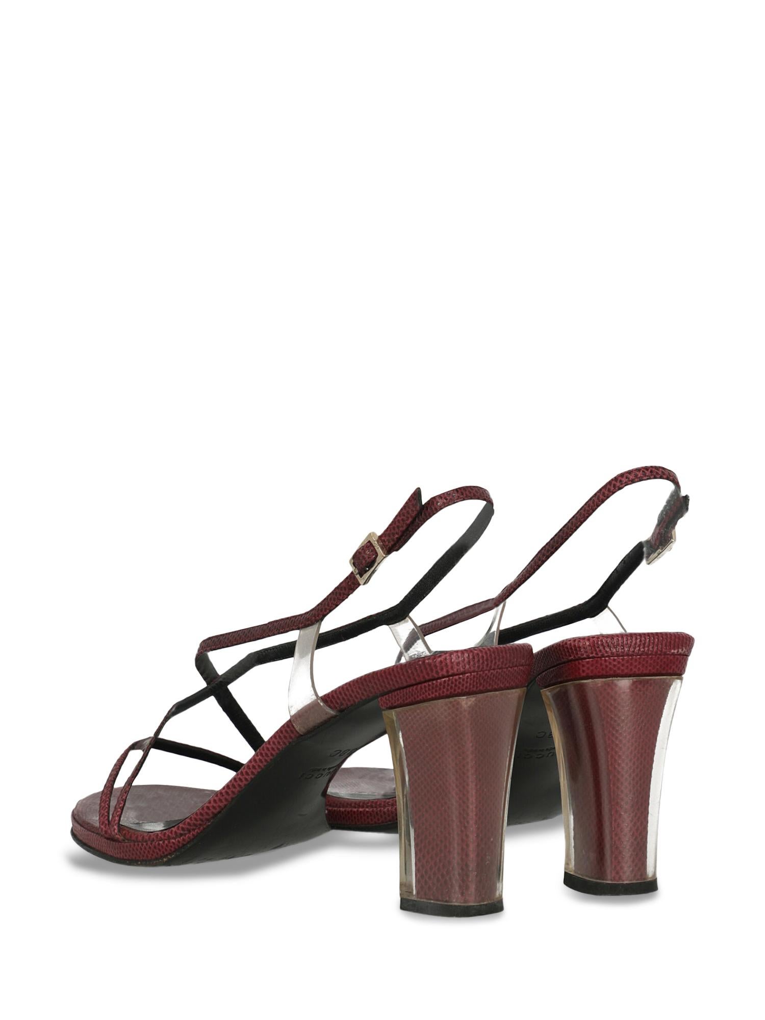 Brown Gucci Women  Sandals Burgundy Leather IT 38 For Sale