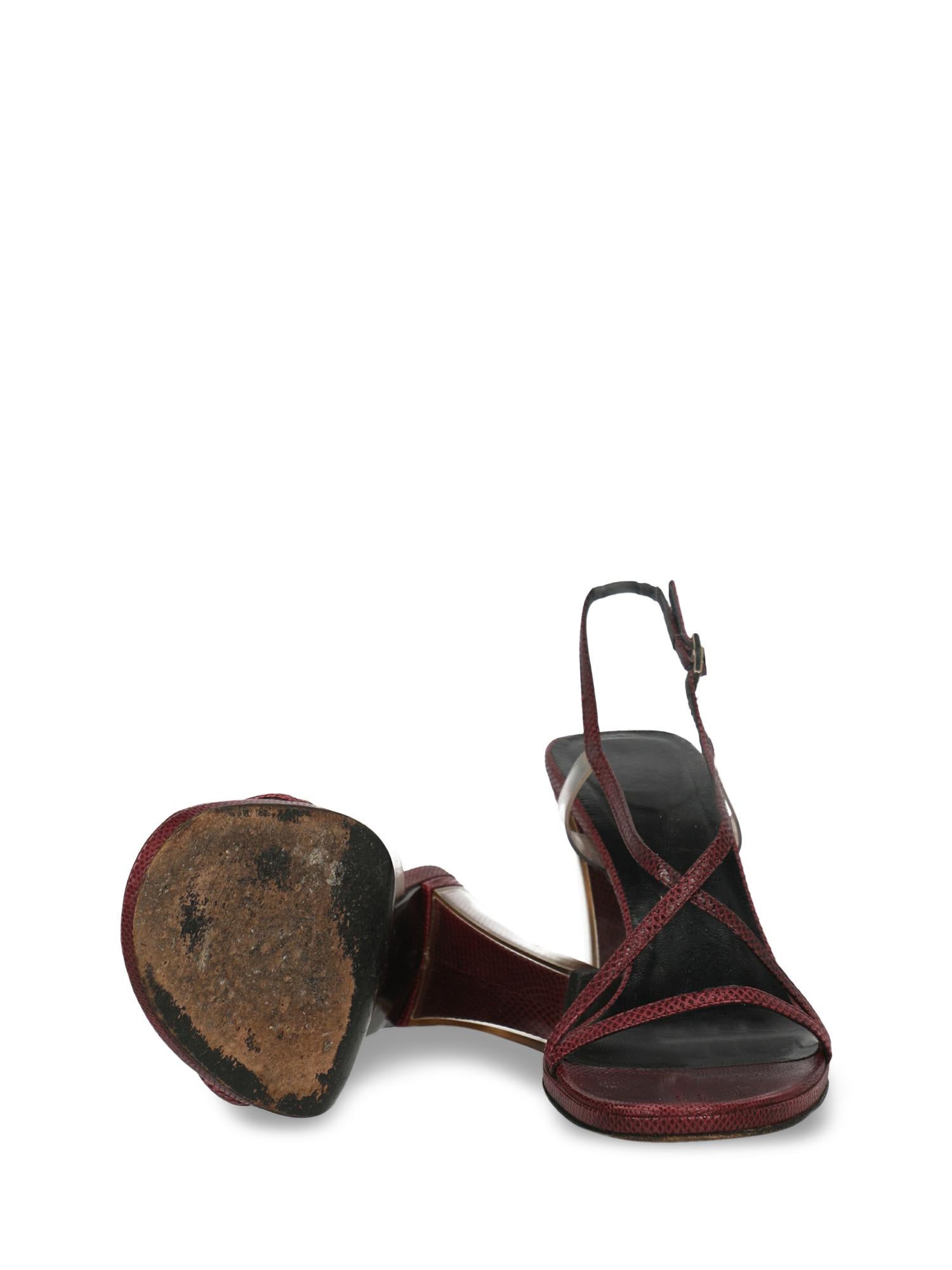 Women's Gucci Women  Sandals Burgundy Leather IT 38 For Sale