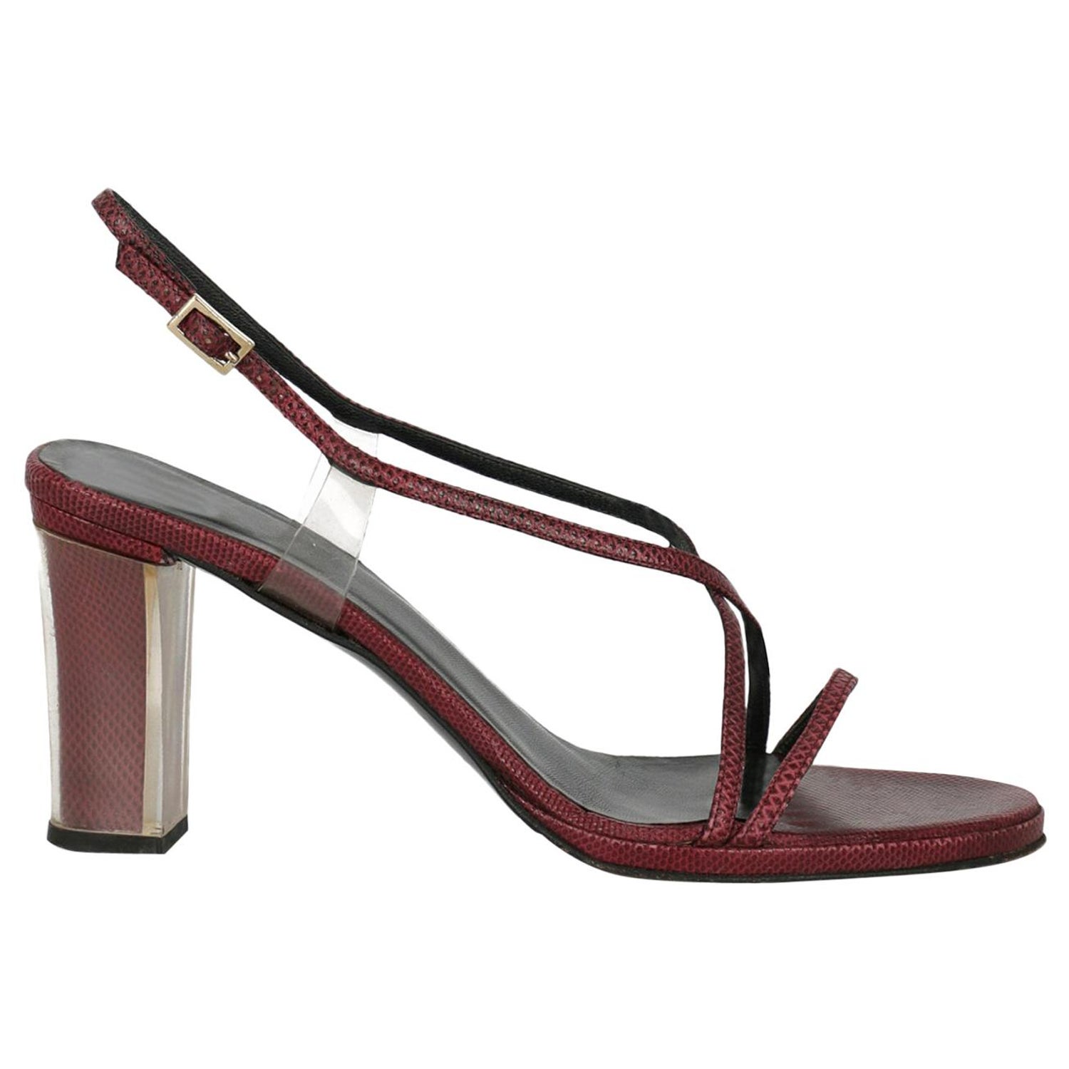 Gucci Women Sandals Burgundy Leather IT 38 For Sale at 1stDibs