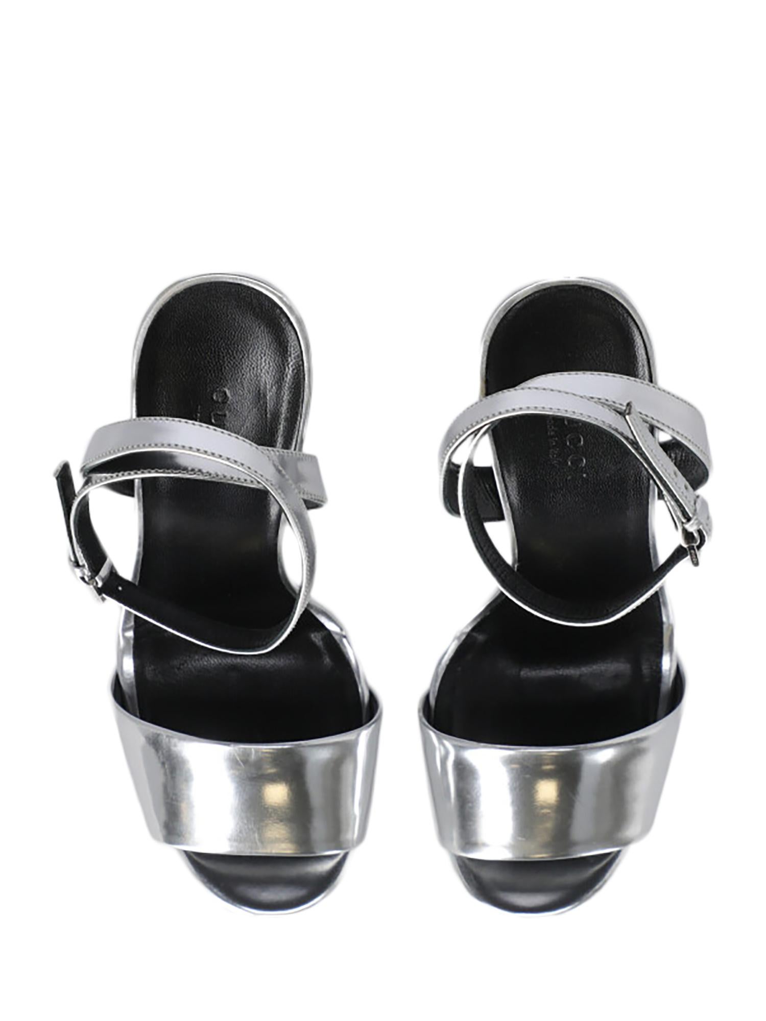 Gucci  Women   Sandals  Silver Leather EU 37 1
