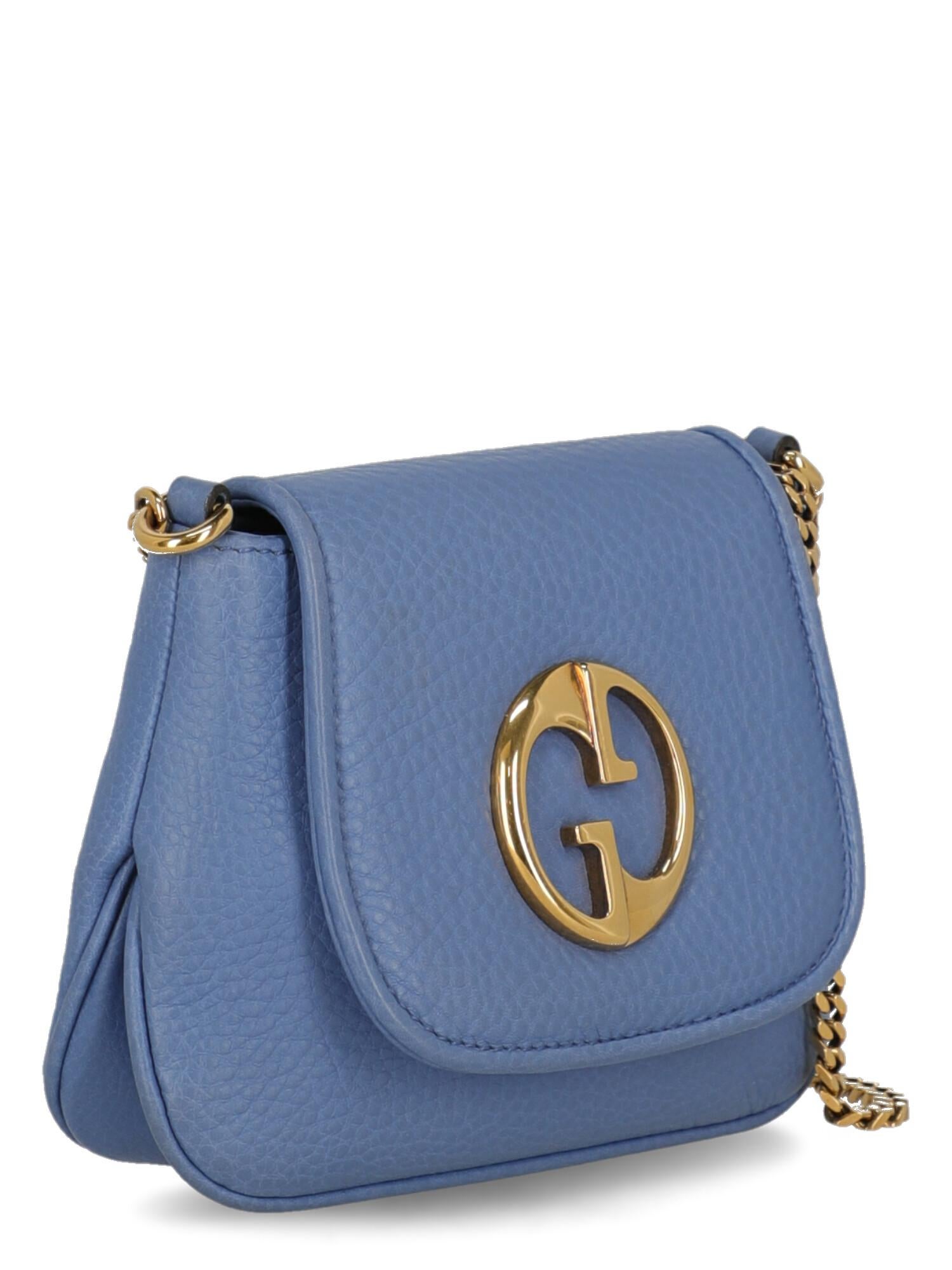 Gray Gucci  Women   Shoulder bags  1973 Blue Leather 