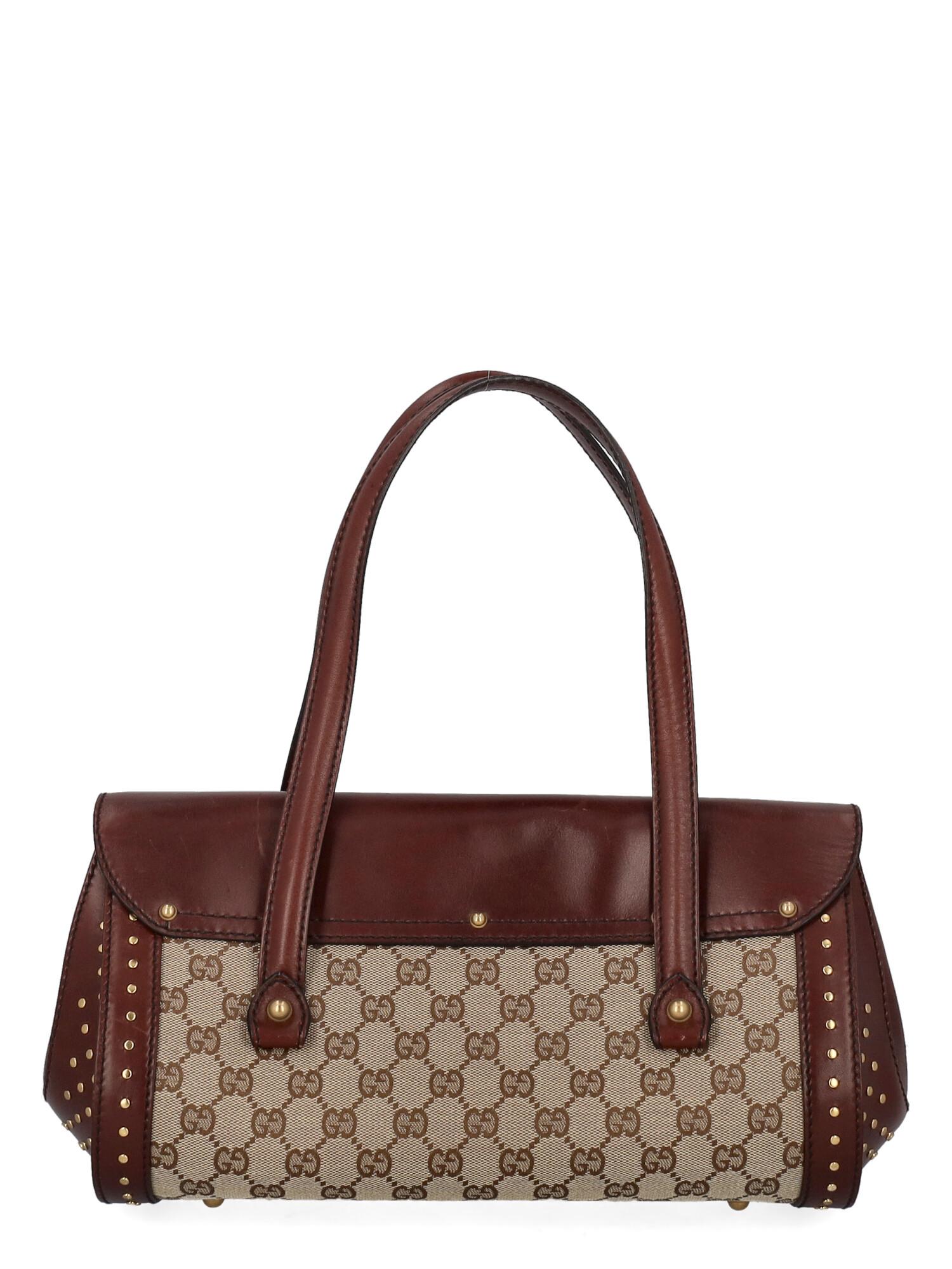 Brown Gucci Women Shoulder bags Burgundy Fabric, Leather  For Sale