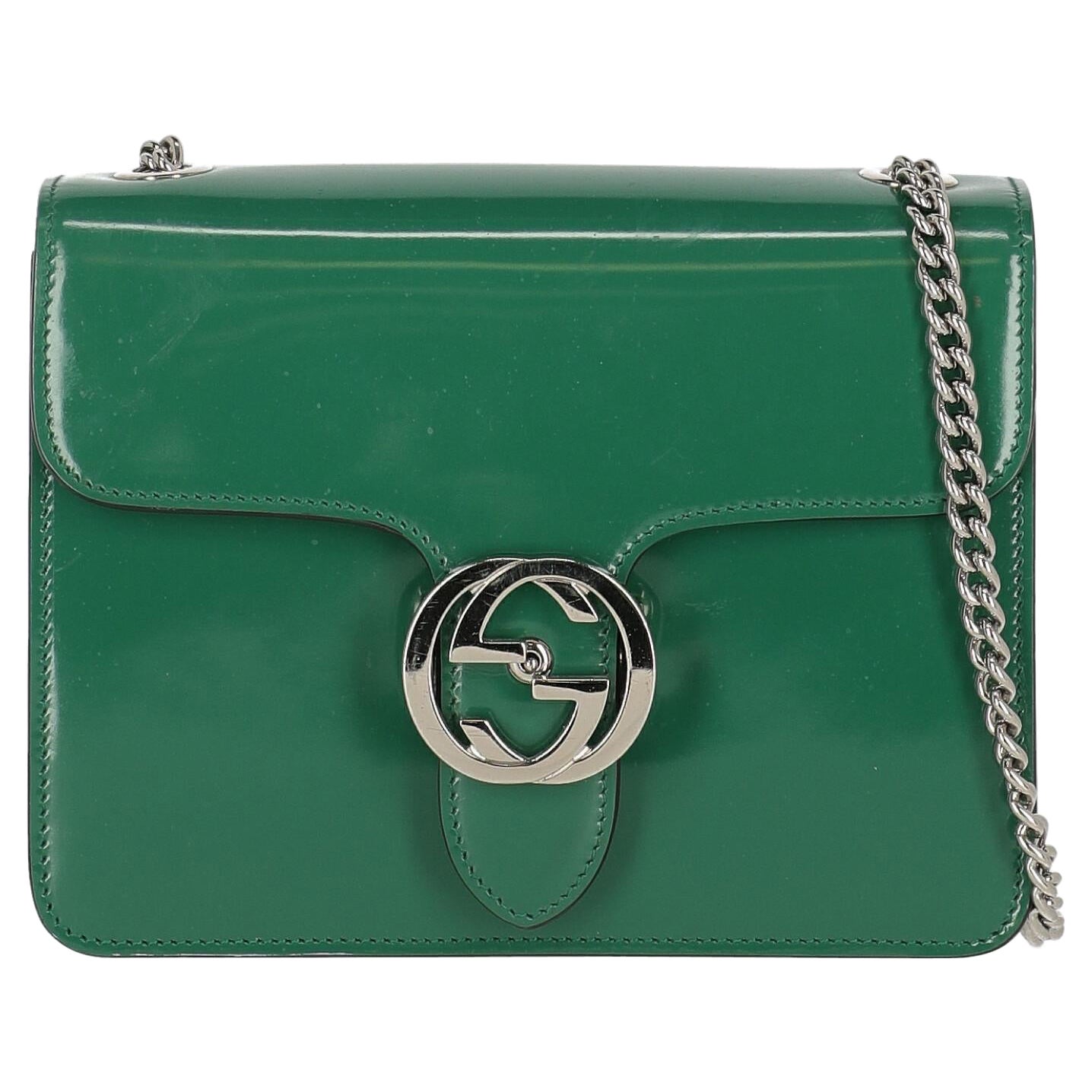 "Gucci Women Shoulder bags Interlocking Green Leather " For Sale
