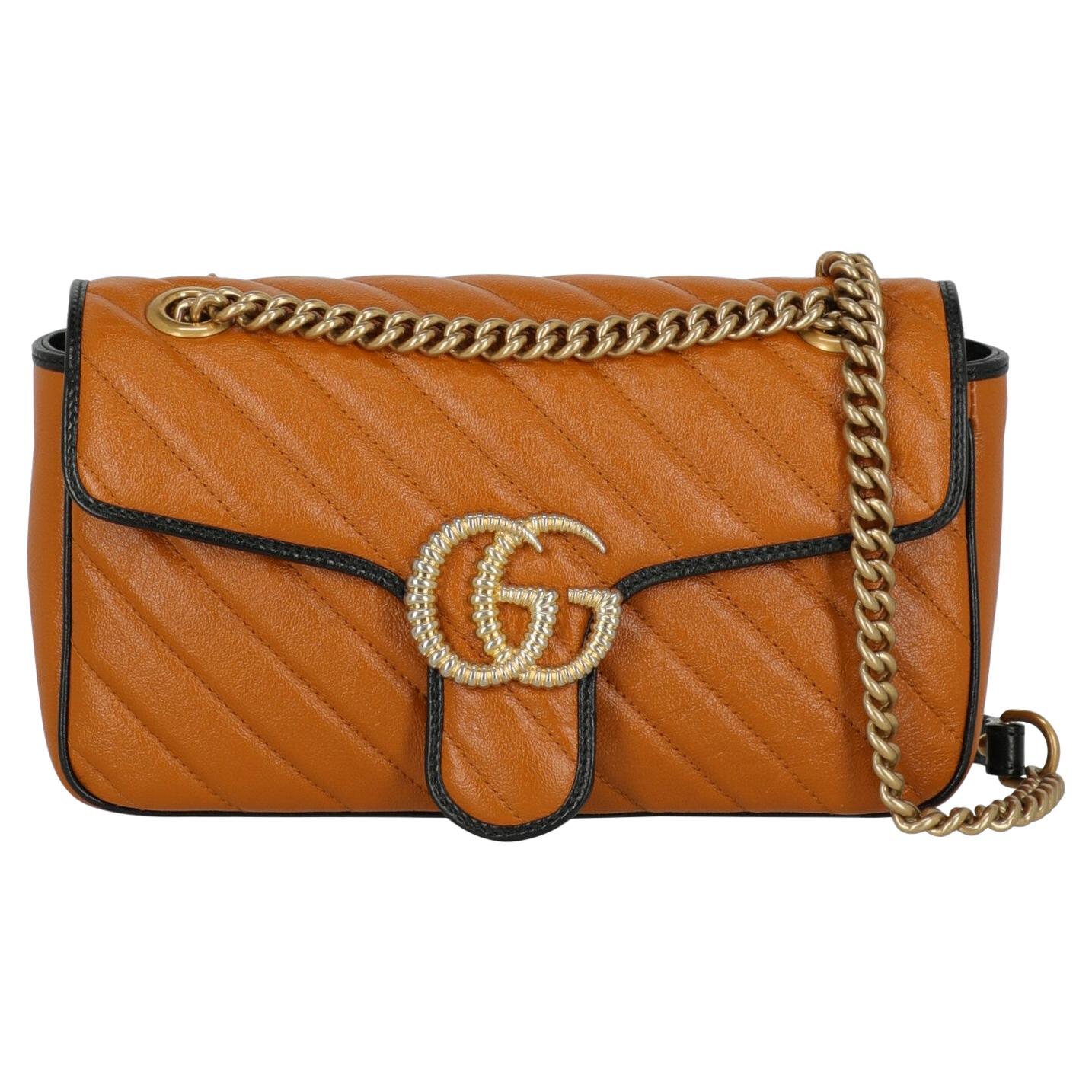 Gucci  Women Shoulder bags  Marmont Black, Camel Color Leather For Sale
