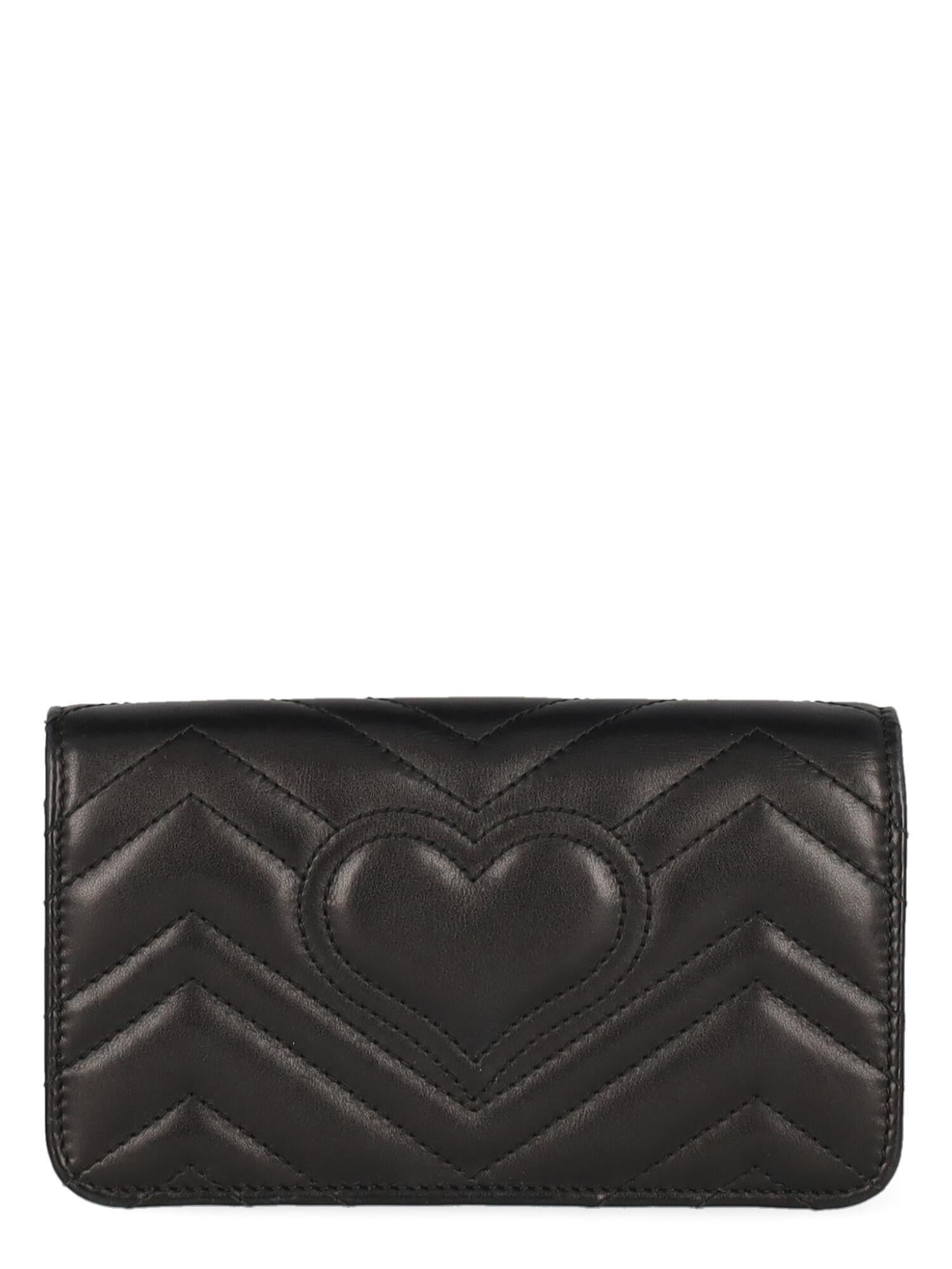 Gucci Frauen Umhängetaschen Marmont Schwarz Leder Damen