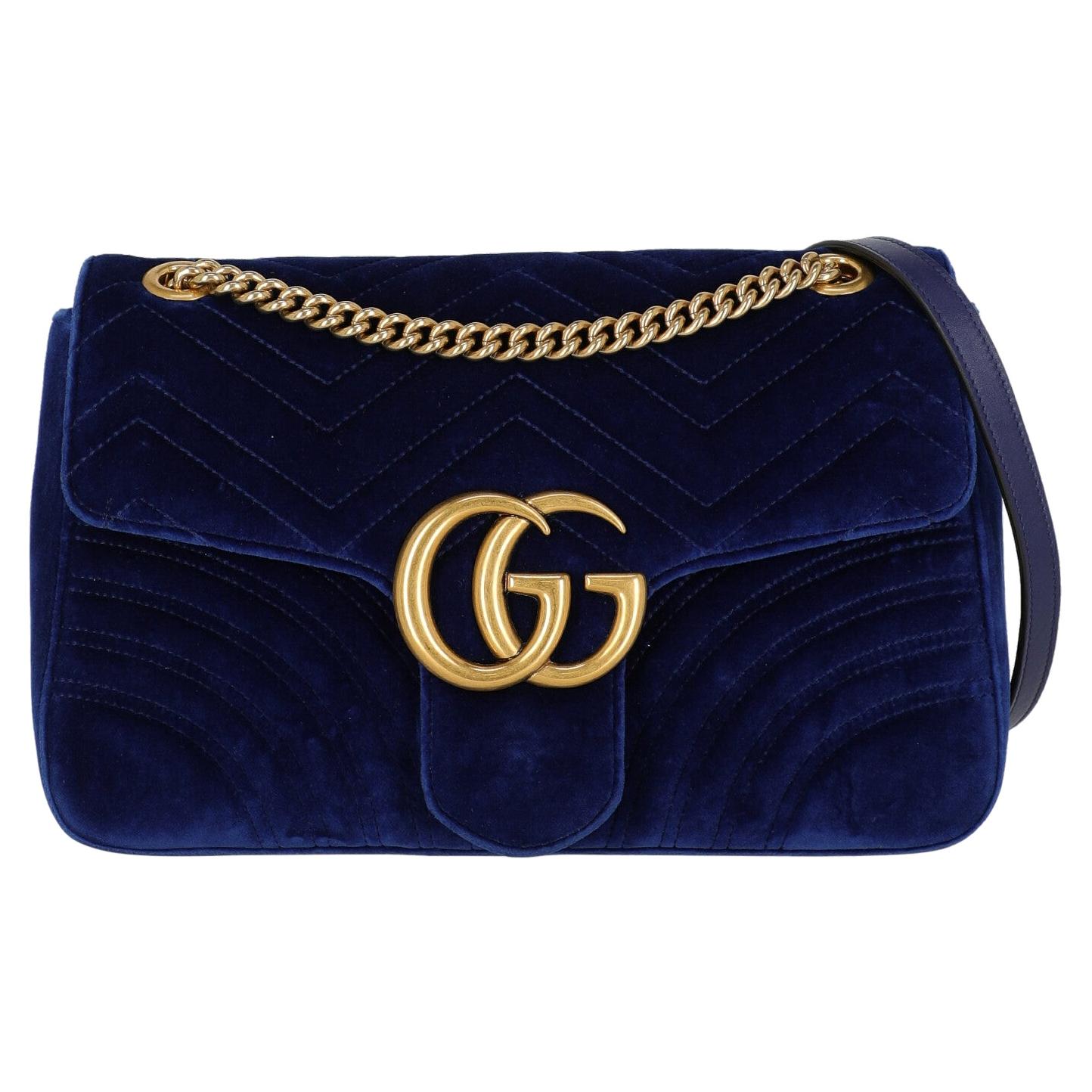 Gucci  Women   Shoulder bags  Marmont Navy Fabric 